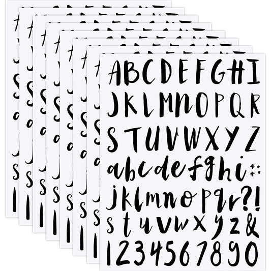 Somush 8 Sheets Self Adhesive Vinyl Letters Numbers, Alphabet Stickers Numeric Stickers Script Pantry Labels Die Cut Numbers Kit for Signs, Window, Door, Containers, Jar Labels, 1 Inch, Black