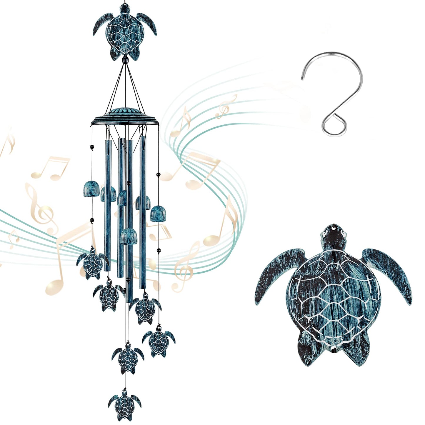 LESES Wind Chimes Sea Turtle Wind Chime for Outside with 4 Aluminum Tubes, Windchimes Outdoors Clearance Home Garden Patio Decor Memorial Wind Chimes for Mom Grandma Unique Birthday Festival Gifts