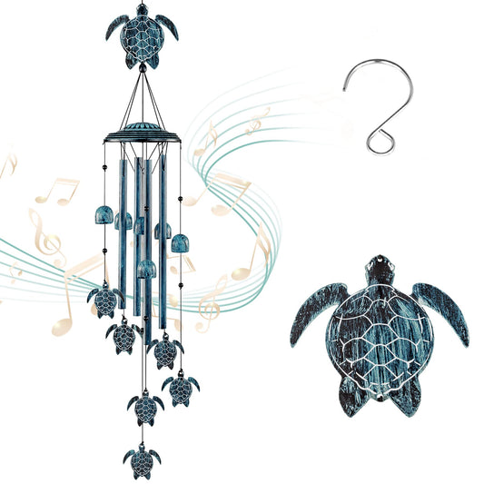 LESES Wind Chimes Sea Turtle Wind Chime for Outside with 4 Aluminum Tubes, Windchimes Outdoors Clearance Home Garden Patio Decor Memorial Wind Chimes for Mom Grandma Unique Birthday Festival Gifts