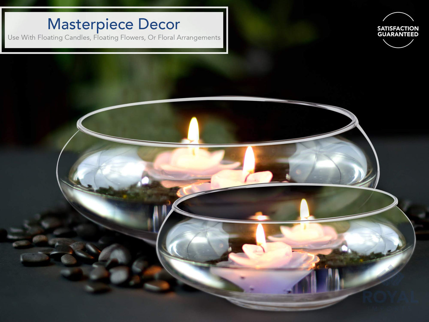 Royal Imports Flower Glass Vase, Bowl Terrarium Succulent Planter, Air Plant Hydroponic Display, Floating Candles Decorative Centerpiece Floral Container for Home or Wedding Set of 2, Clear