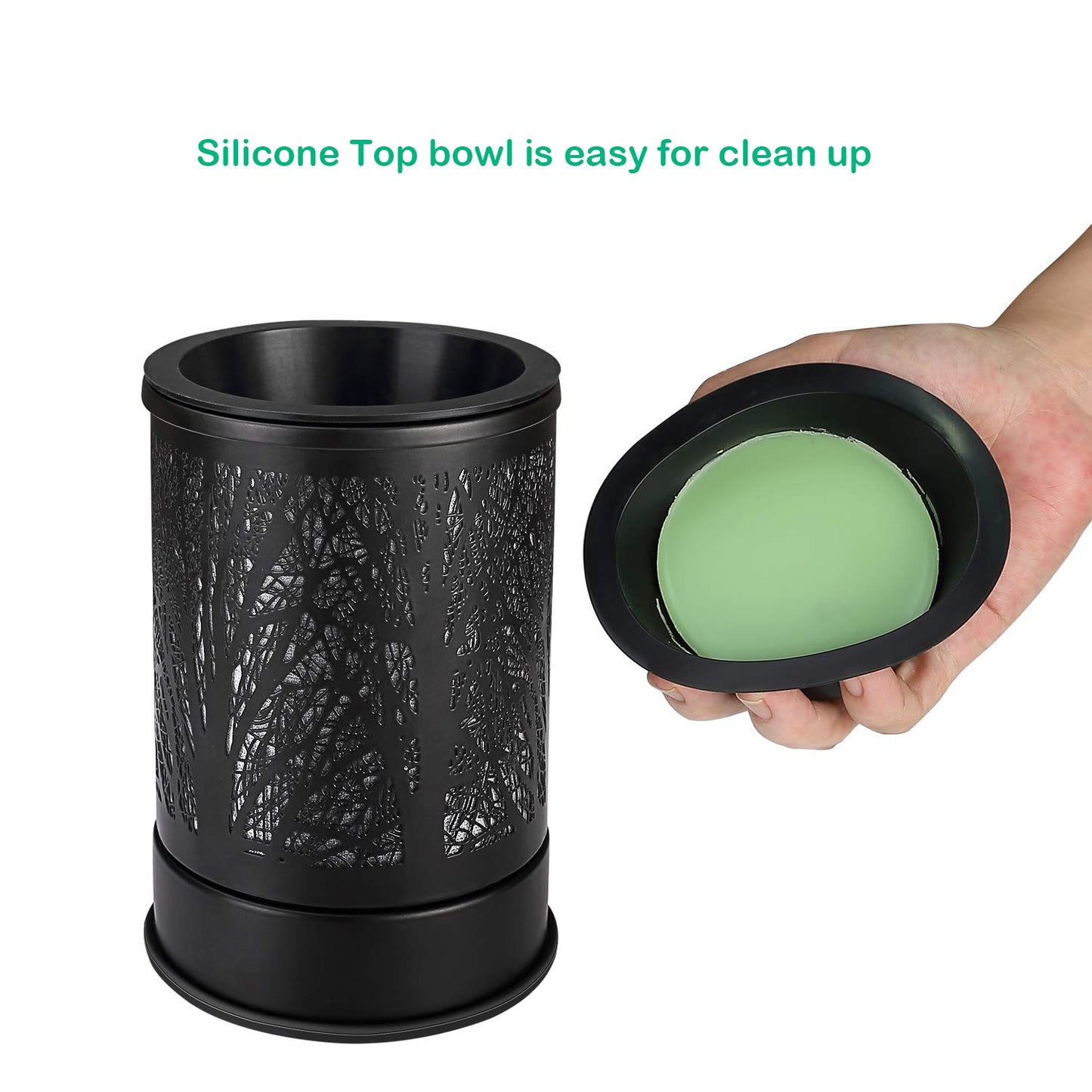 Enaroma Fragrance Wax Melts Warmer with 7 Colors LED Changing Light Classic Black Forest Design Scent Oil Candle Warmer