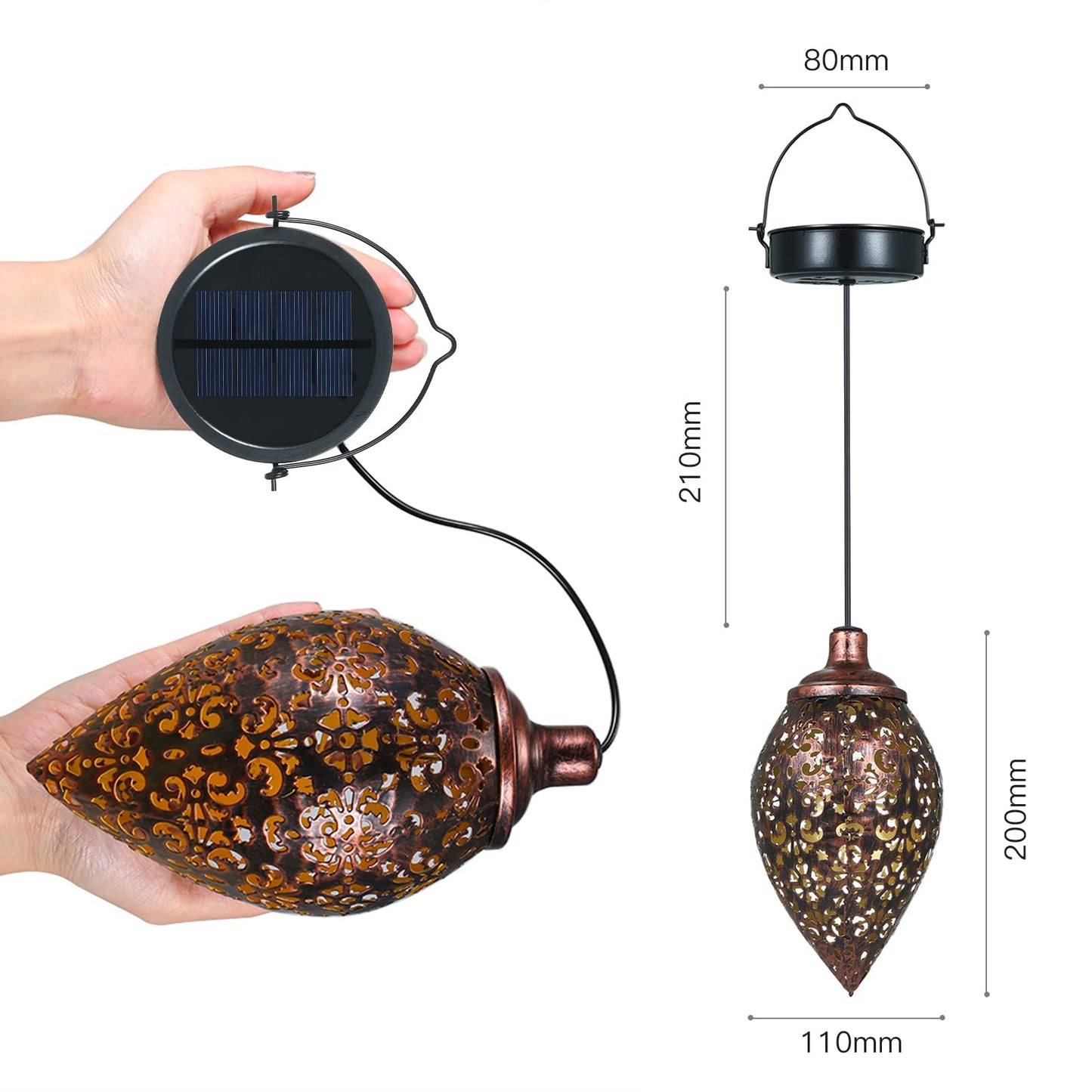 Hanging Solar Lights, Tomshine Solar Lantern LED Moroccan Garden Lights Metal Lamp Waterproof for Outdoor, Patio, Porch Hanging Decor