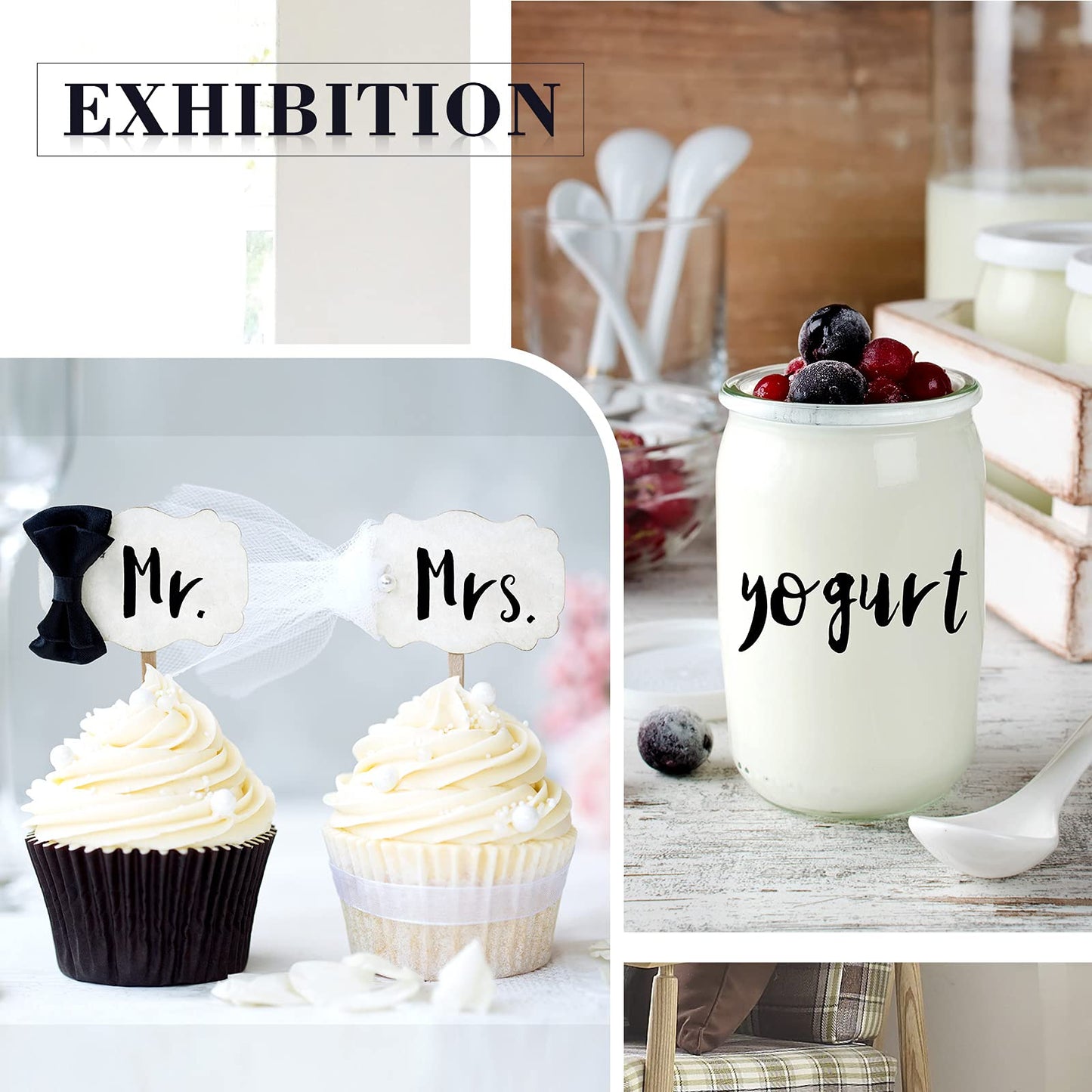 Somush 8 Sheets Self Adhesive Vinyl Letters Numbers, Alphabet Stickers Numeric Stickers Script Pantry Labels Die Cut Numbers Kit for Signs, Window, Door, Containers, Jar Labels, 1 Inch, Black