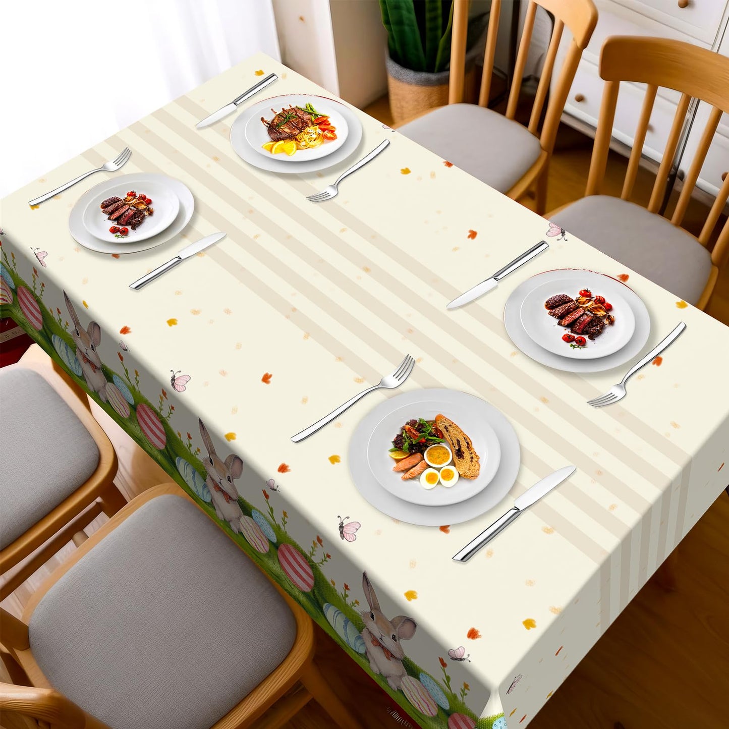 Easter Tablecloth Decorations for Party, 3 Pack Disposable Plastic Easter Table Cloth 54" x 108", Easter Bunny Table Cloths for Party Supplies,Easter Party Favors for Home Picnic Outdoor Dinner Dining