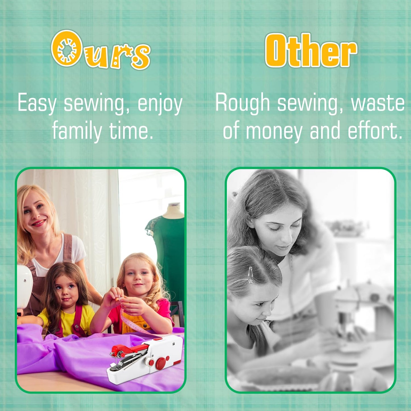 Handheld Sewing Machine, Mini Cordless Portable Hand Sewing Machine for Beginners, Household & Travel Quick Repairs Electric Hand Held Sewing Device for Fabric Clothing Kids Cloth Pet Clothes