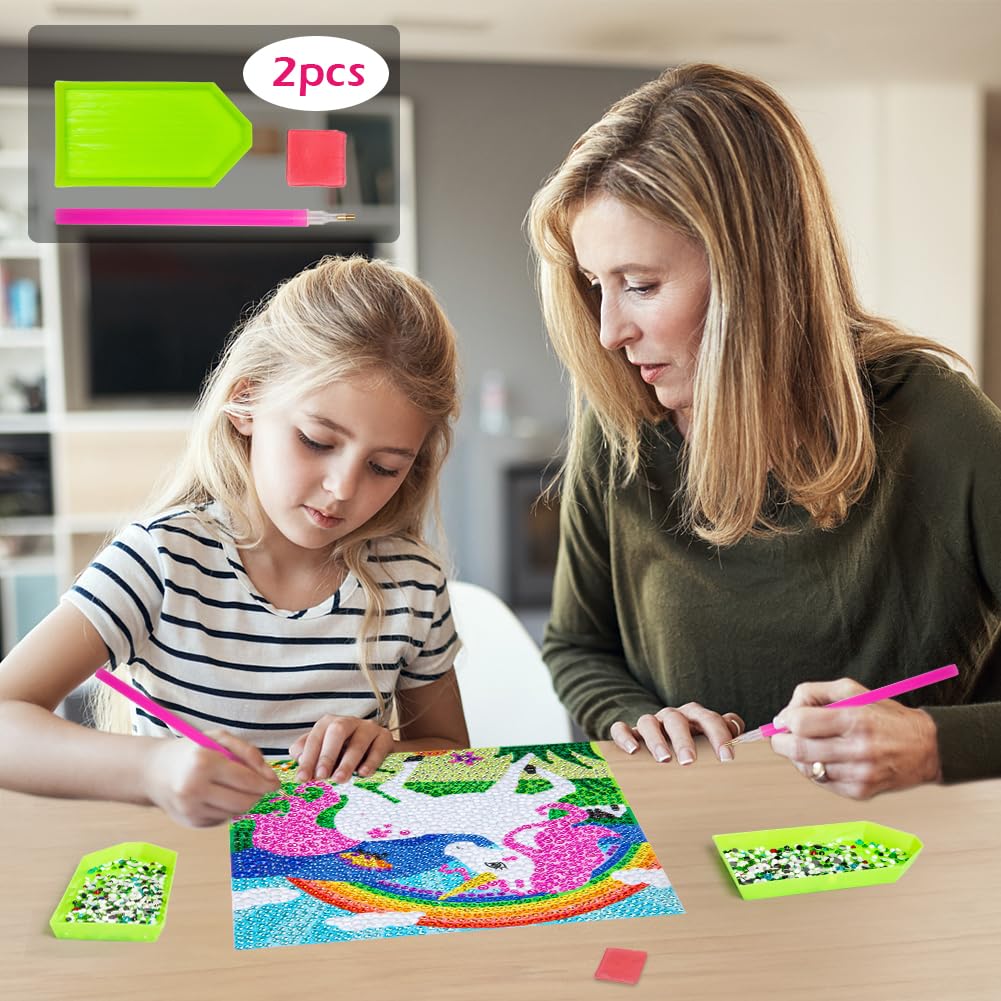 Labeol 5D Diamond Painting Kit for Kids with Wooden Frame Art and Crafts for Kids Ages 6-8 - 10-12 Full Drill Painting by Number Kits Home Wall Decoration 6X6 inch (Pink)