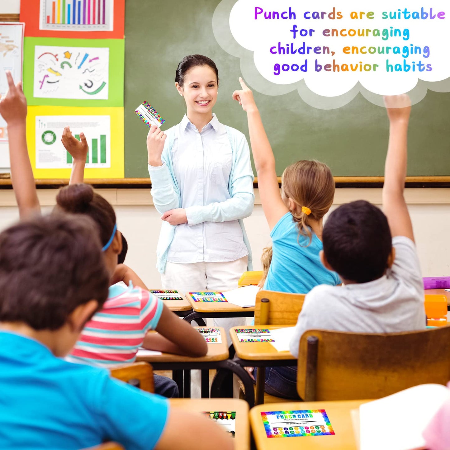 320 Pieces Punch Cards, Incentive Loyalty Reward Card Student Awards Loyalty Cards for Business, Classroom, Kids Behavior, Students, Teachers, 3.5 x 2 Inch, 4 Styles (Multi Punches)