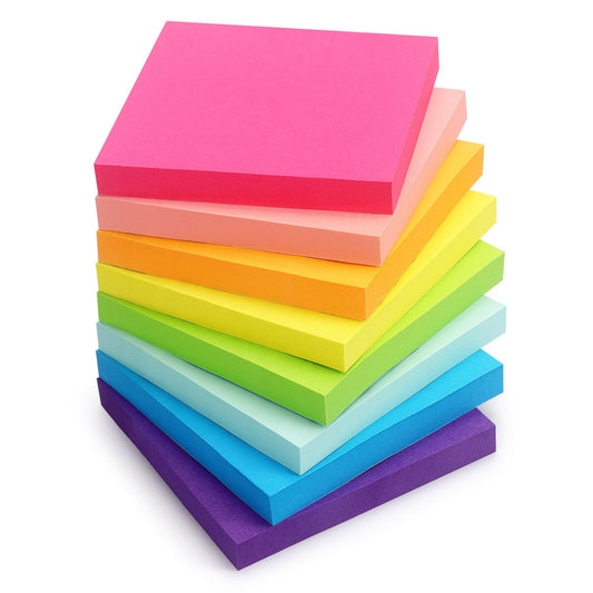 8 Pads Sticky Notes 3x3 Self-Stick Notes 8 Bright Multi Colors Purple Sticky Notes, 90 Sheet/Pad