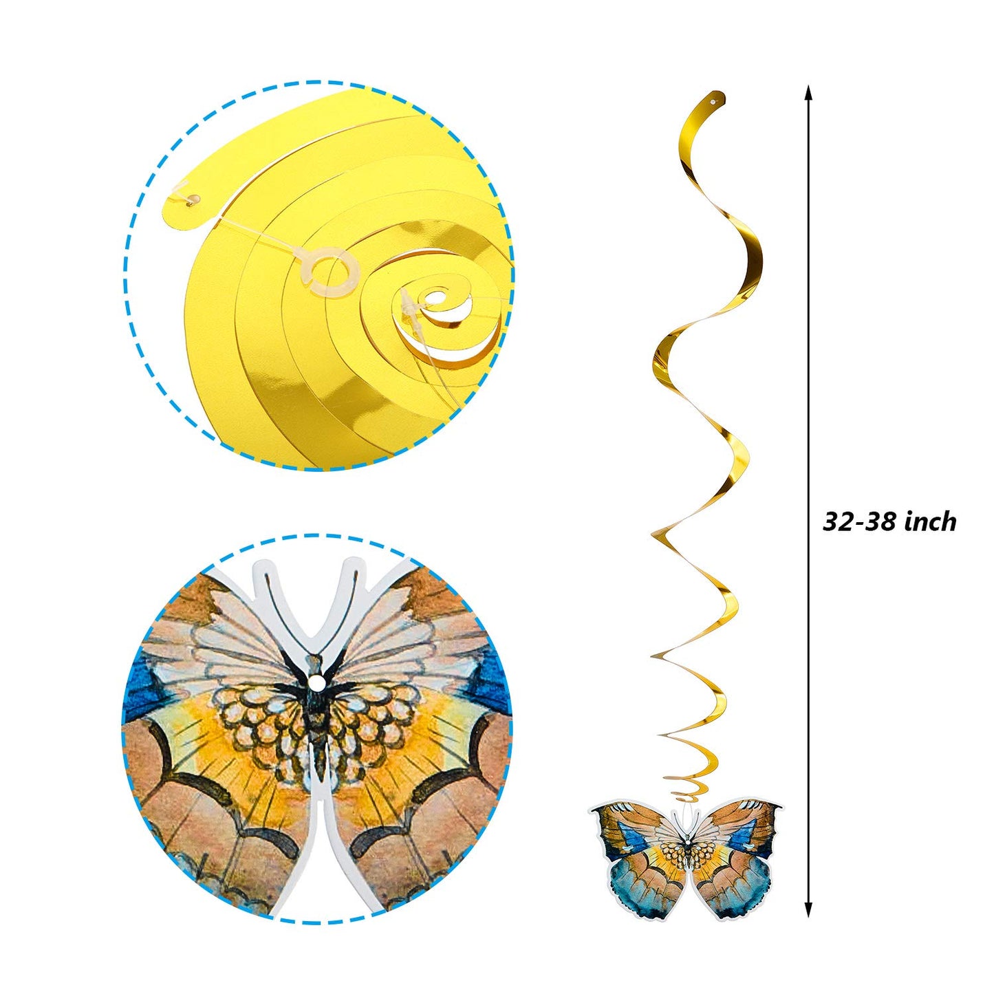 WILLBOND 40 Pieces Butterfly Spring Hanging Swirl Summer Spring Party Hanging for Home Classroom Baby Shower Birthday Wedding Garden Themed Tea Party Decoration Supplies