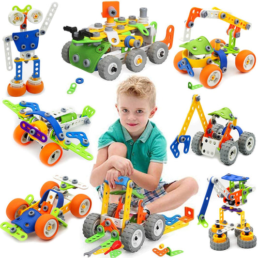 MOONTOY 175 Piece Stem Toys for 5 6 7 8 Year Old Boys Birthday Gift Erector Construction Set Building Toy for Kids Age 4-8 4-6 5-7 6-8 Creative Game