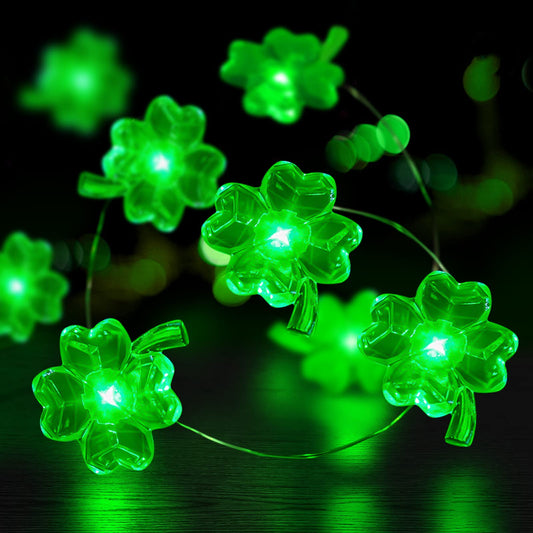 Tmacker St Patricks Day Decorations 3D13Ft 50LED Green Shamrock String Light, St Patricks Day Decor Irish Party for Home Indoor/Outdoor Wedding Anniversary Holiday Green Decor