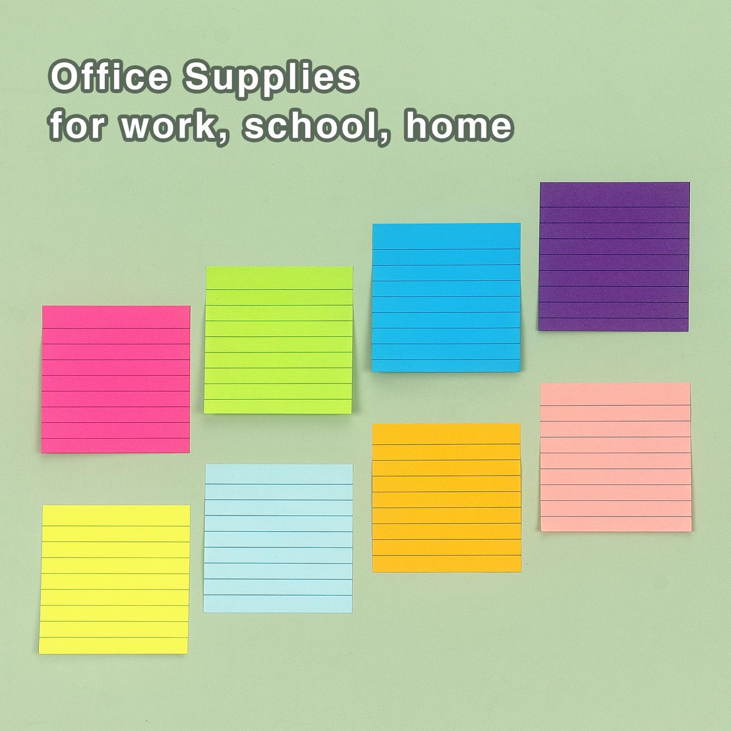 8 Pads Lined Sticky Notes 3x3 Sticky Notes with Lines Self-Stick Note Pads 8 Bright Multi Colors, 85 Sheets/Pad