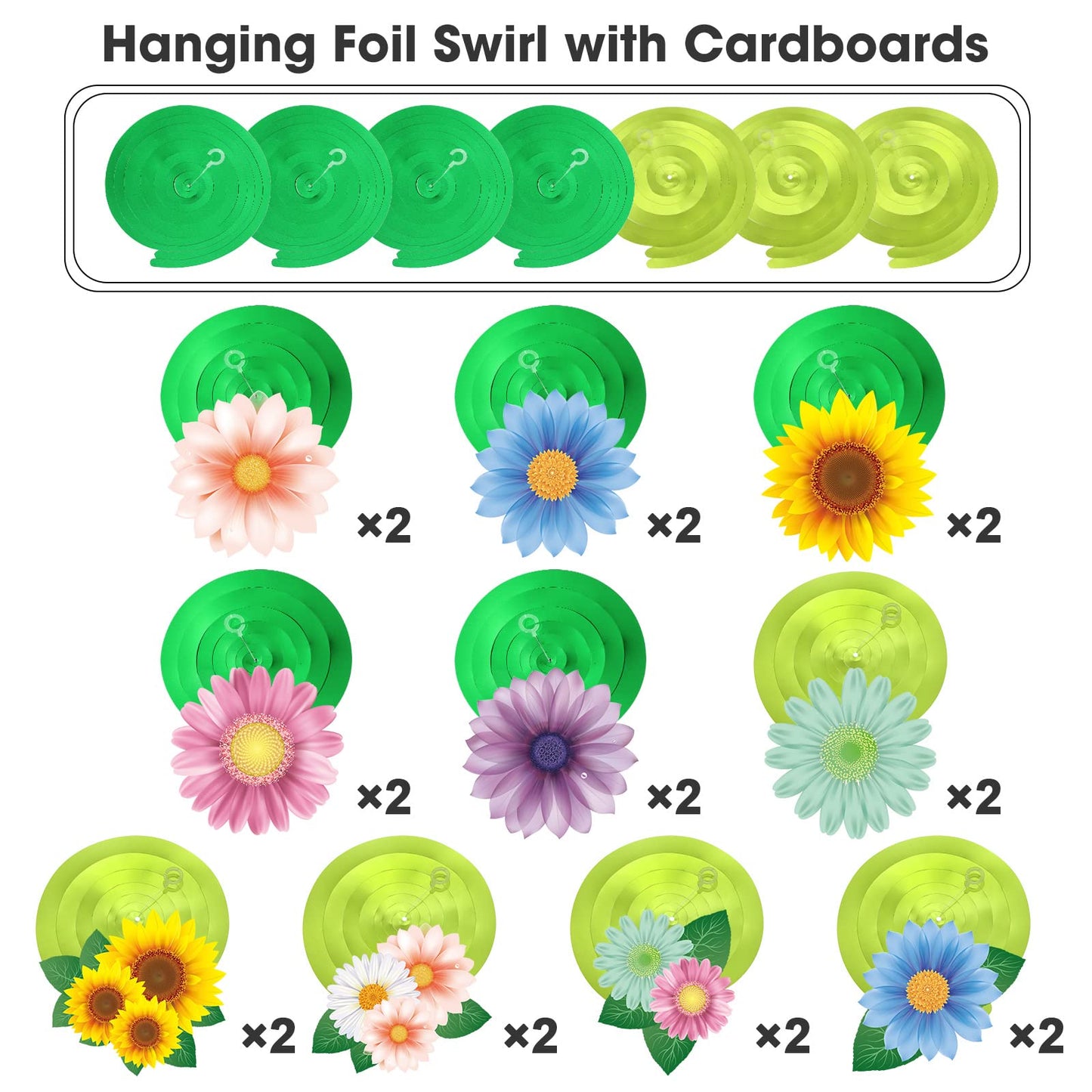 30 Pcs Flowers Butterfly Hanging Swirl Decorations, Spring Summer Sunflower Baby Shower Decor for Women Kids Birthday Easter Party Baby Shower Mother's Day Wedding Supplies (Flower)