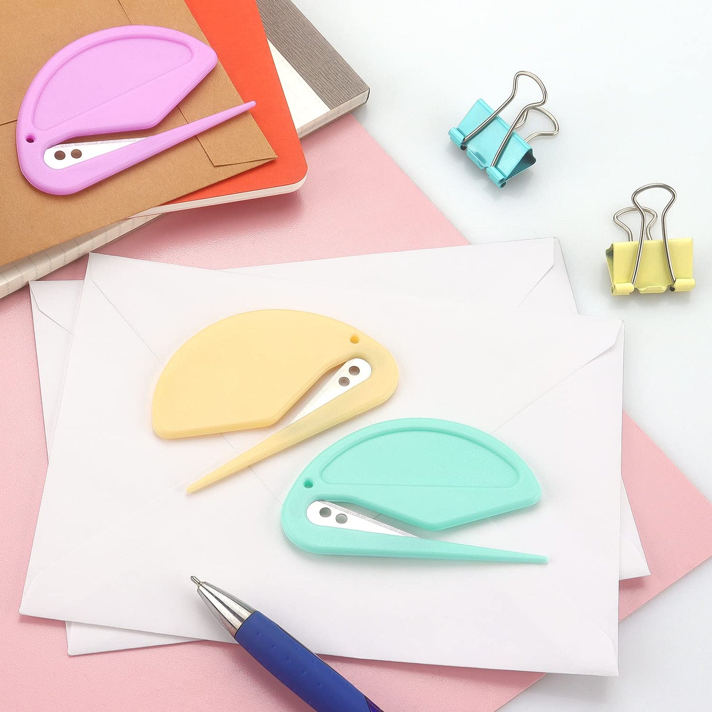 Tamaki 6 Pack Letter Opener Envelope Slitter Set Sharp and Efficient Open Envelopes with Ease(Purple, Blue, Green, Yellow, Orange, Pink)