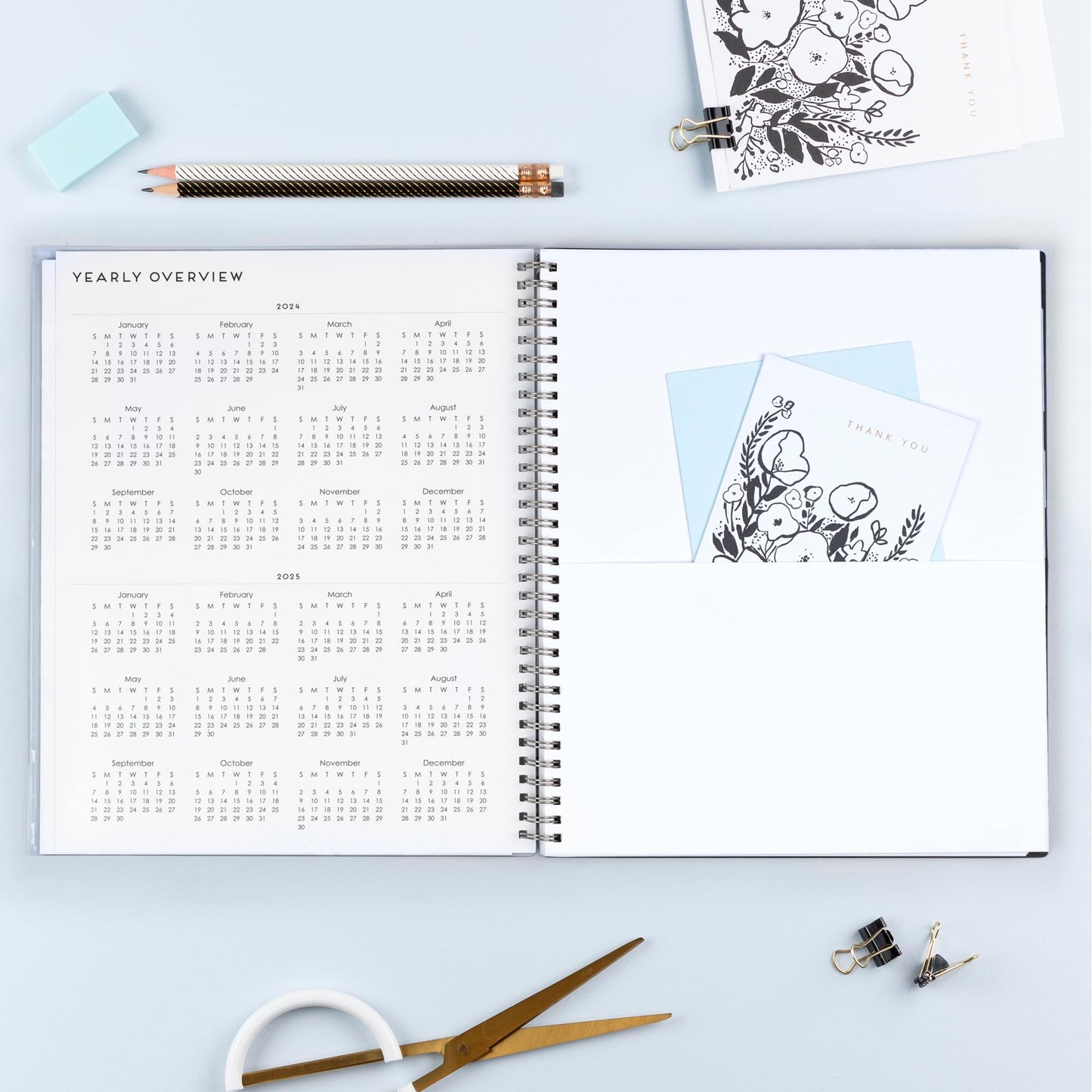 Blue Sky 2024 Weekly and Monthly Planner, January - December, 8.5" x 11", Clear Pocket Cover, Wirebound, Baccara Dark (110211-24)