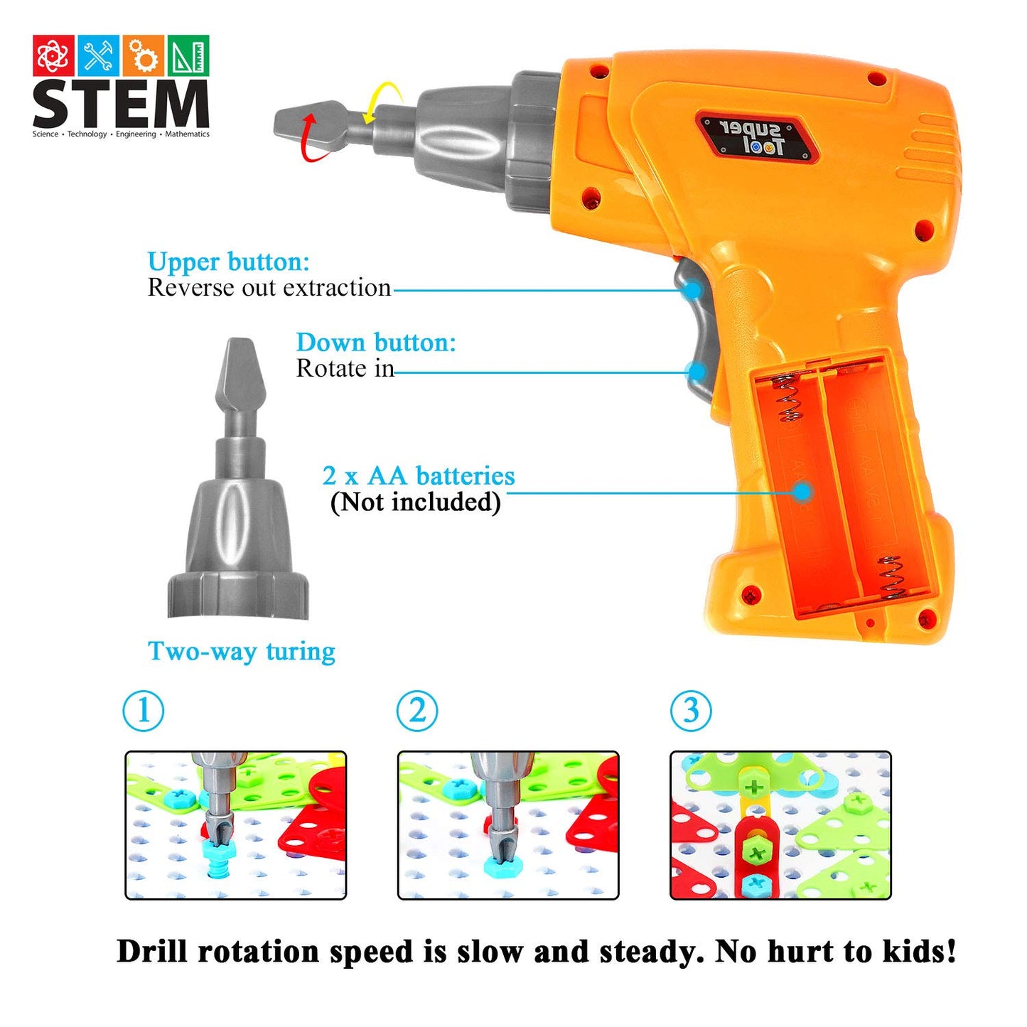 STEM Toys for 3 4 5 6 year old,Design and Drill Toy for Kid,Construction Games with Toy Drill,Creative Engineering Building Kits,Kid Tool Set for Toddler Preschool,Educational Toys for Boy and Girl