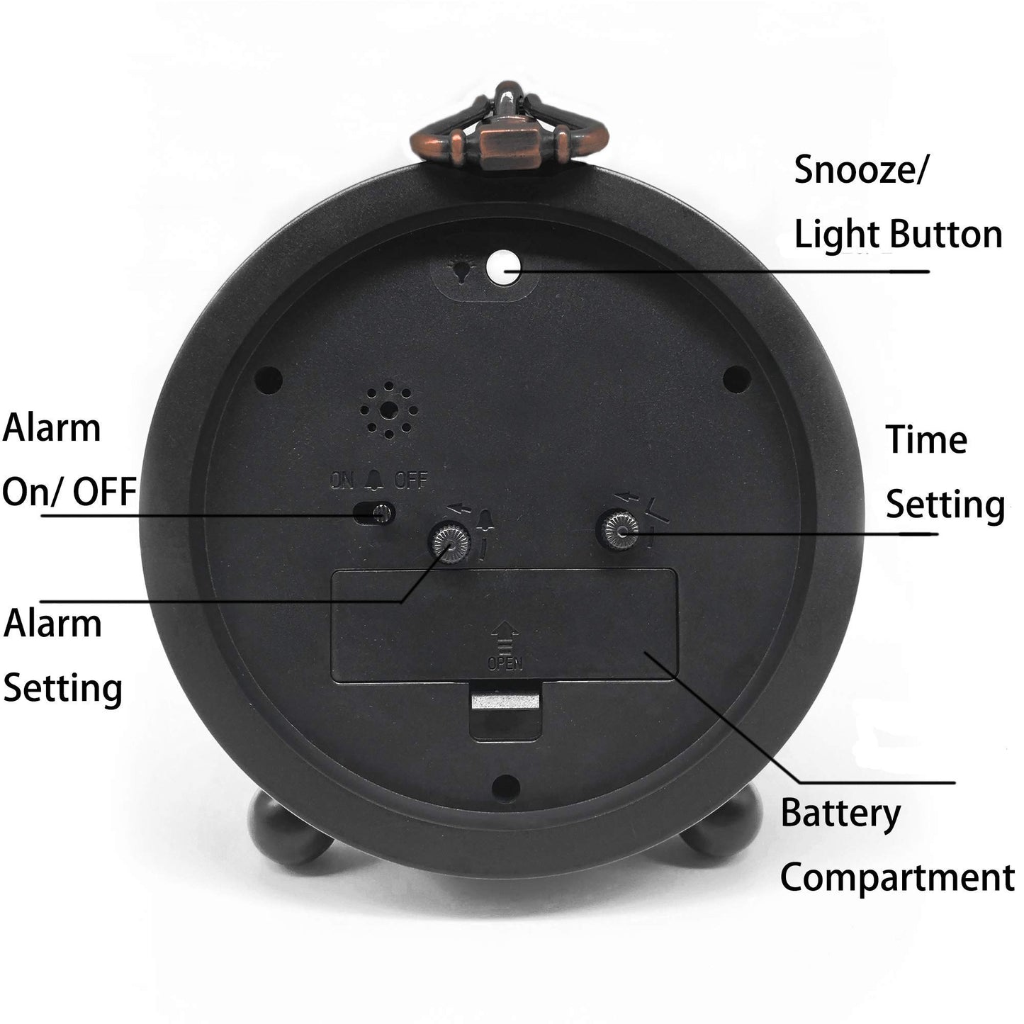 Vintage Retro Analog Alarm Clock, 4 inch Super Silent Non Ticking Small Clock with Night Light, Battery Operated, Simply Design, for Living Room, Bedroom, Bedside, Desk, Gift Clock (Arabic)