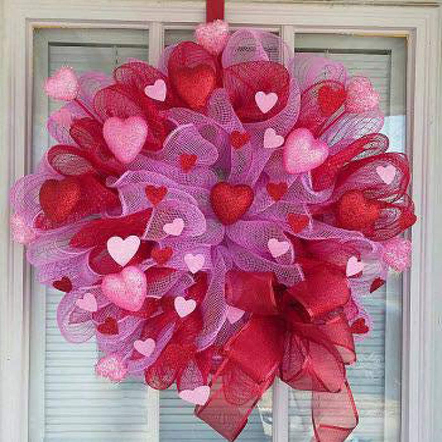 NBHH Valentine's Day Gift Ribbon,Satin Ribbons 10 Inch Wide Polyester Fabric Ribbons,White Pink Red Rose red for DIY Crafts,Wedding Decor,Gift Wrapping Decoration and More(4 Rolls)