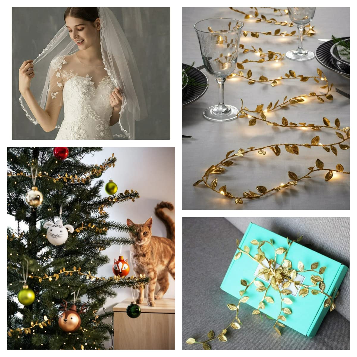 Green Leaf Ribbon 20 Yards Artificial Green Leaves Trim Rope Garland Leaf String for Gift Wrapping Party Wedding Home Decorations