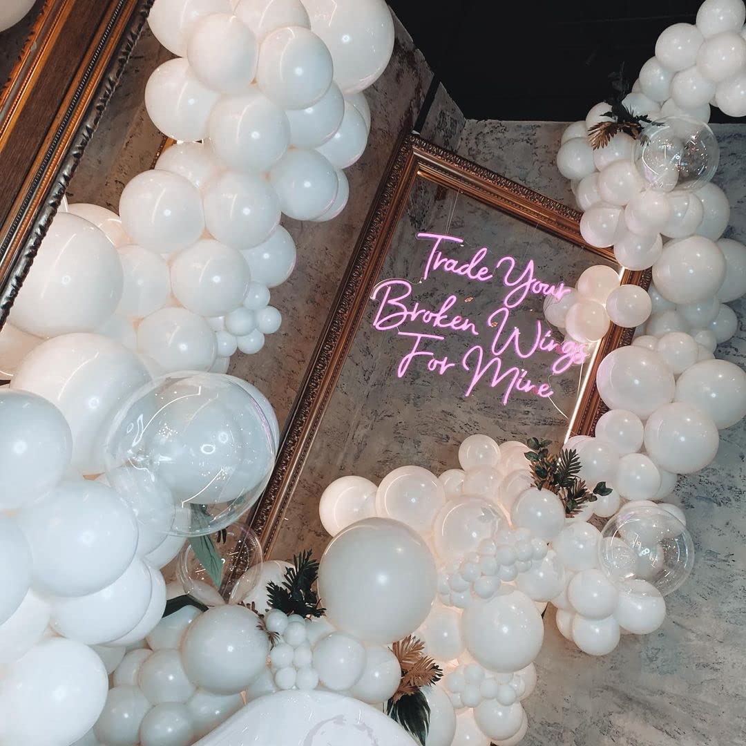 Bezente White Balloons Latex Party Balloons, 100 Pack 12 inch Round Helium Balloons for White Themed Wedding Graduation Birthday Party Backdrop Decorations