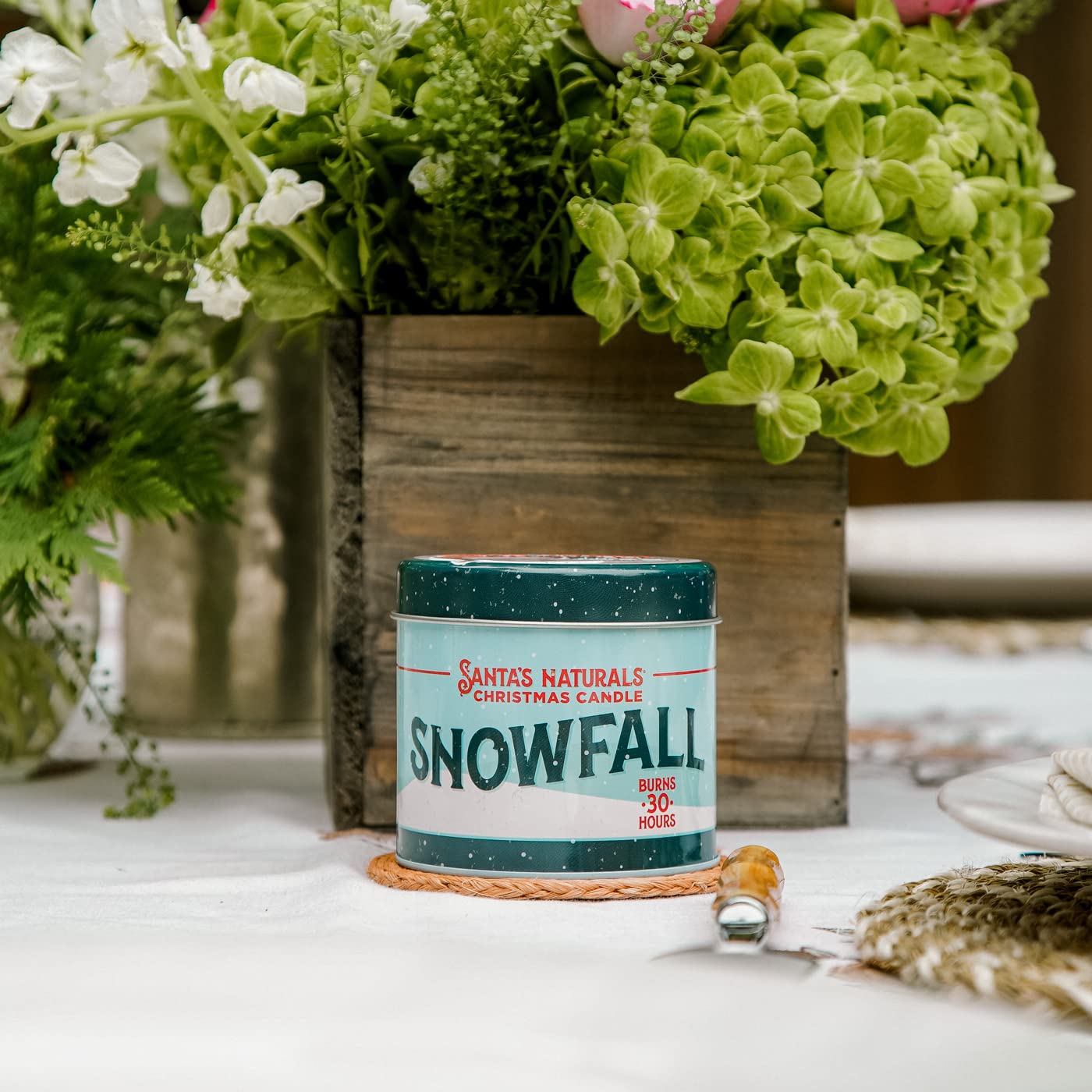 Santa's Naturals Snowfall Christmas Candle | Sweet, Bright Fragrance | Notes of Pine, Citrus, Eucalyptus | Sustainably Sourced Soy and Beeswax | 30 Hour Burn Time | 9oz | 2 Pack