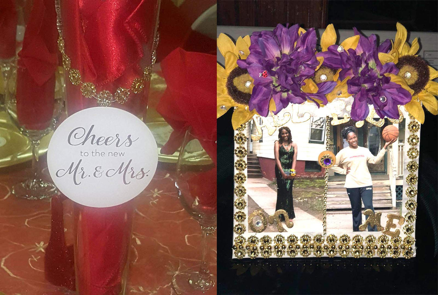 YYaaloa Crafts Faux Diamond Bling Wrap 4" x 10 Yards 6 Rows Gold Flower Pattern Faux Rhinestone Crystal Mesh Ribbon Roll for Wedding, Party, Centerpiece, Cake, Vase Sparkling Decoration (Gold)