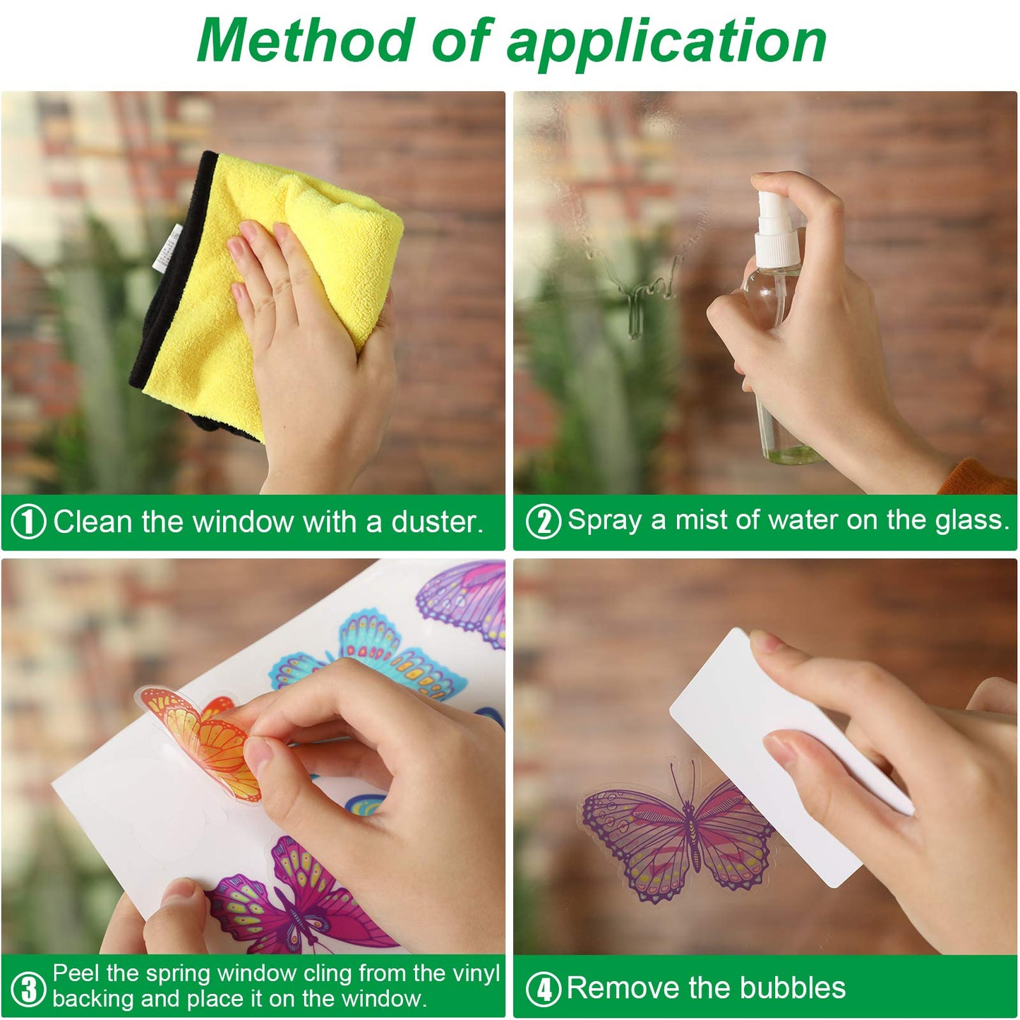 72 Pieces Large Size Spring Window Clings Flowers Butterfly Windows Clings Decals Anti Collision Glass Windows Stickers for Baby Shower Decoration Party Supplies