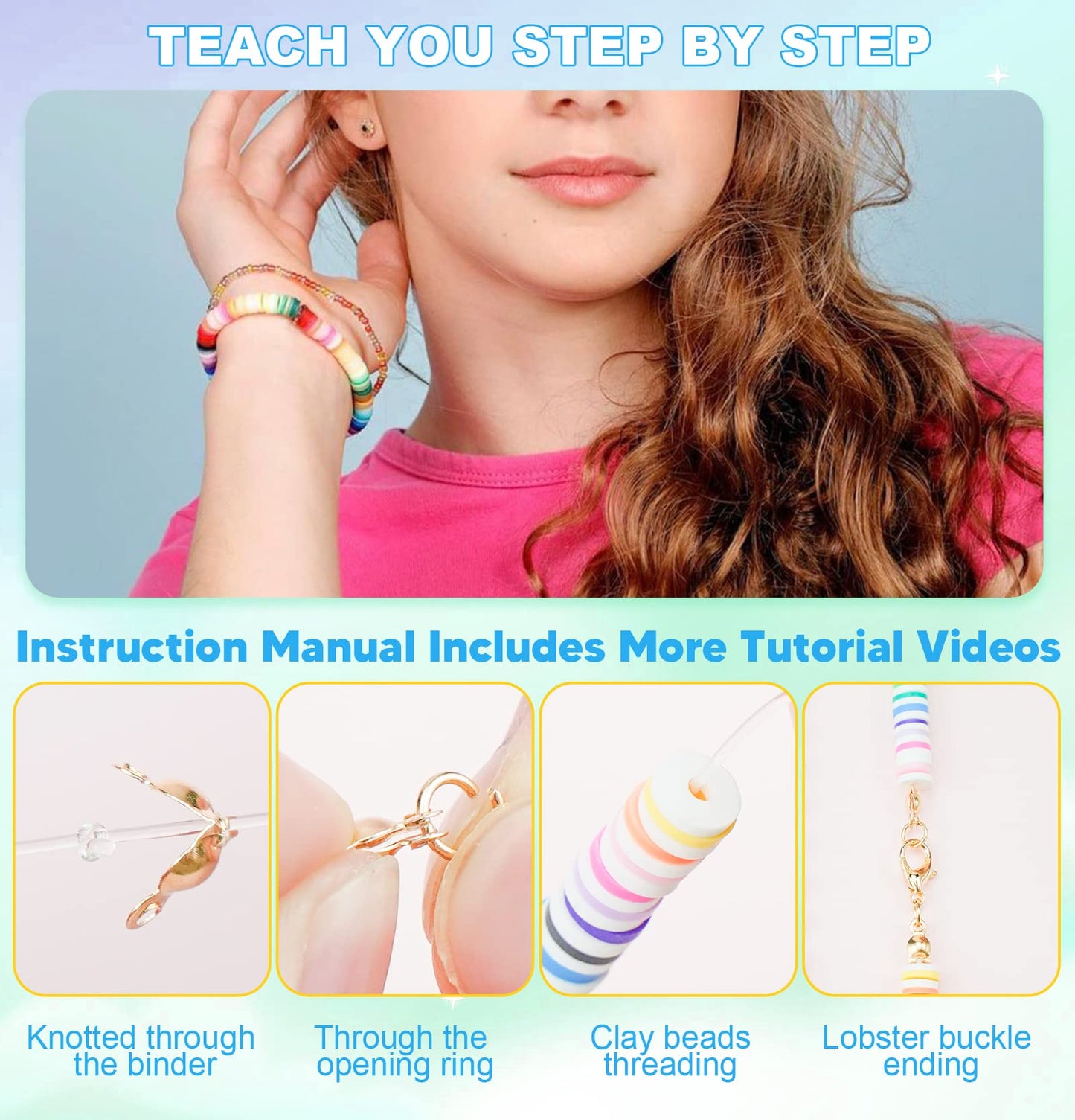 Dowsabel 15000 Pcs Clay Beads Bracelet Making Kit, 4 Boxes 72 Colors Friendship Clay Beads Bracelet Kit with Charms Kit for Jewelry Making, DIY Arts and Crafts Gifts for Kids and Adults