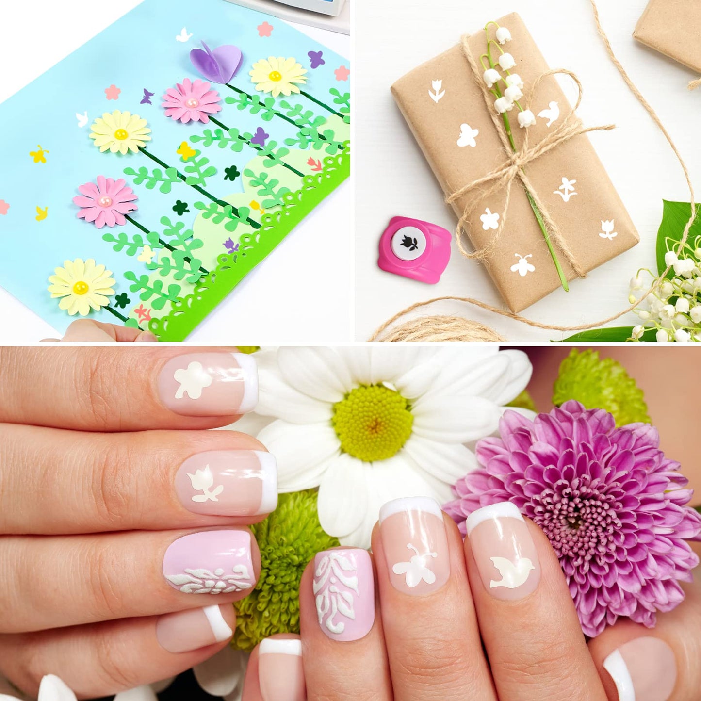 LoveInUSA Craft Hole Punch Shapes Set, 10PCS Shape Hole Punchers for Kids Great for School Crafting, Fun Projects and School Supplies with Bird, Bee, 4-Leaf Clove, Rose, Butterfly, etc