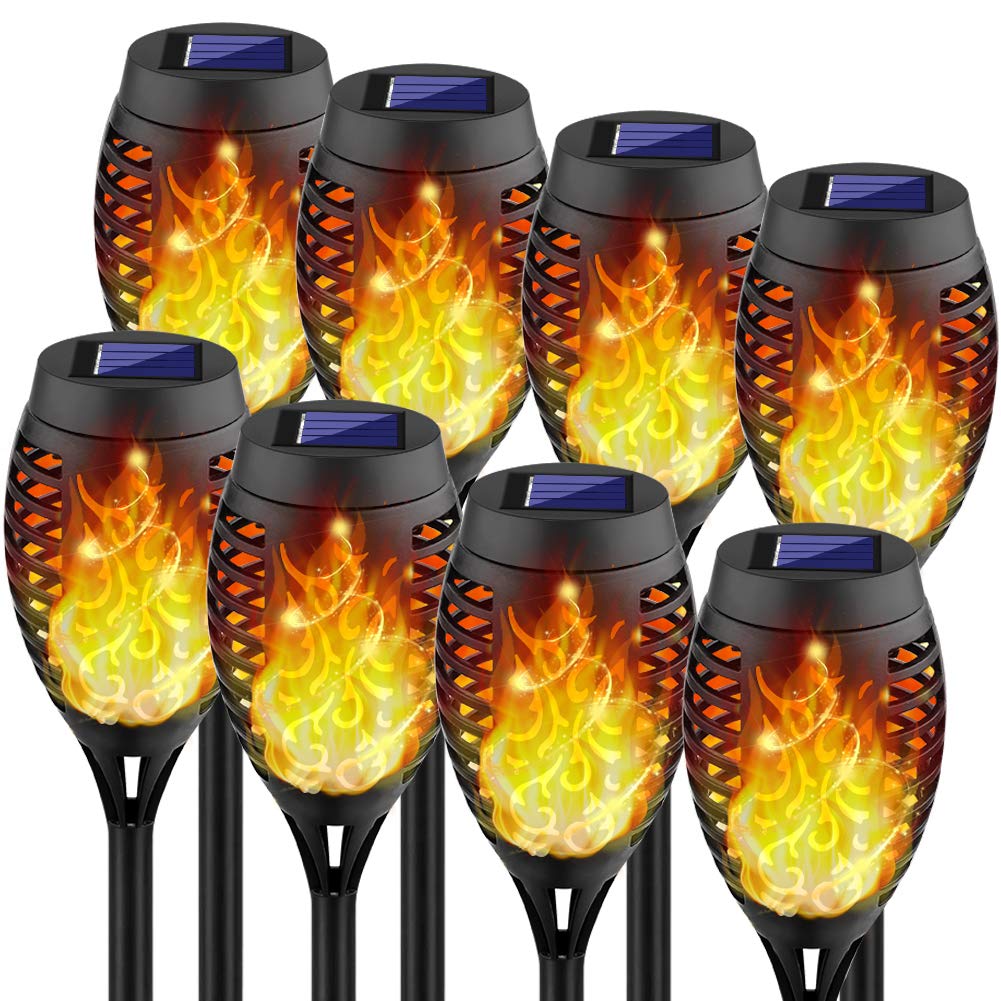 Kurifier Solar Outdoor Lights, 8Pack Solar Torch Light with Flickering Flame, Waterproof Solar Garden Lights, Outdoor Decorations for Patio Yard