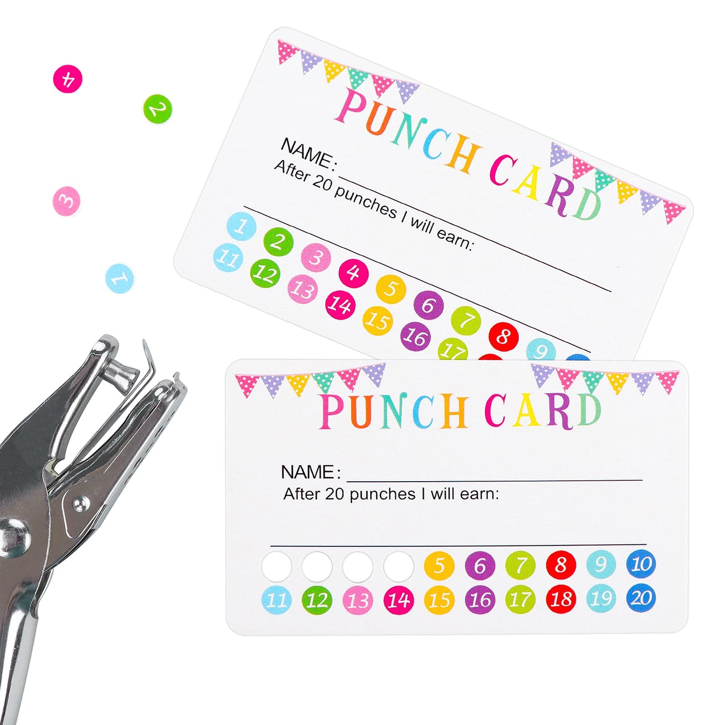 120 Pcs Reward Punch Cards Behavior Incentive Awards for Kids Students Teachers Home Classroom School Business Loyalty Card Positive Reinforcement Tool - 2" x 3.5"