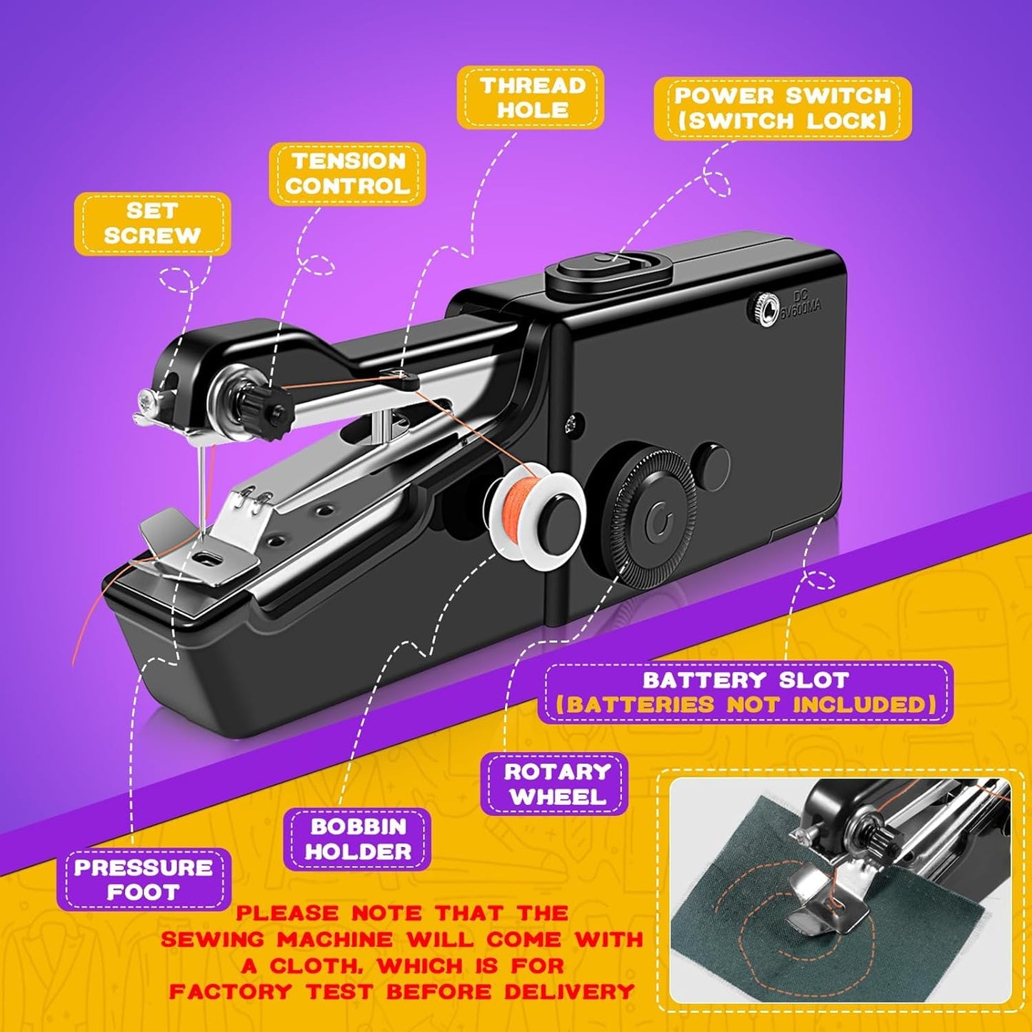 Handheld Sewing Machine, Quick Sewing & Portable Sewing Machines for Emergency Sewing, Easy to Use Sewing Machine for Beginners, Hand Held Sewing Device Suitable for Home, Travel and DIY