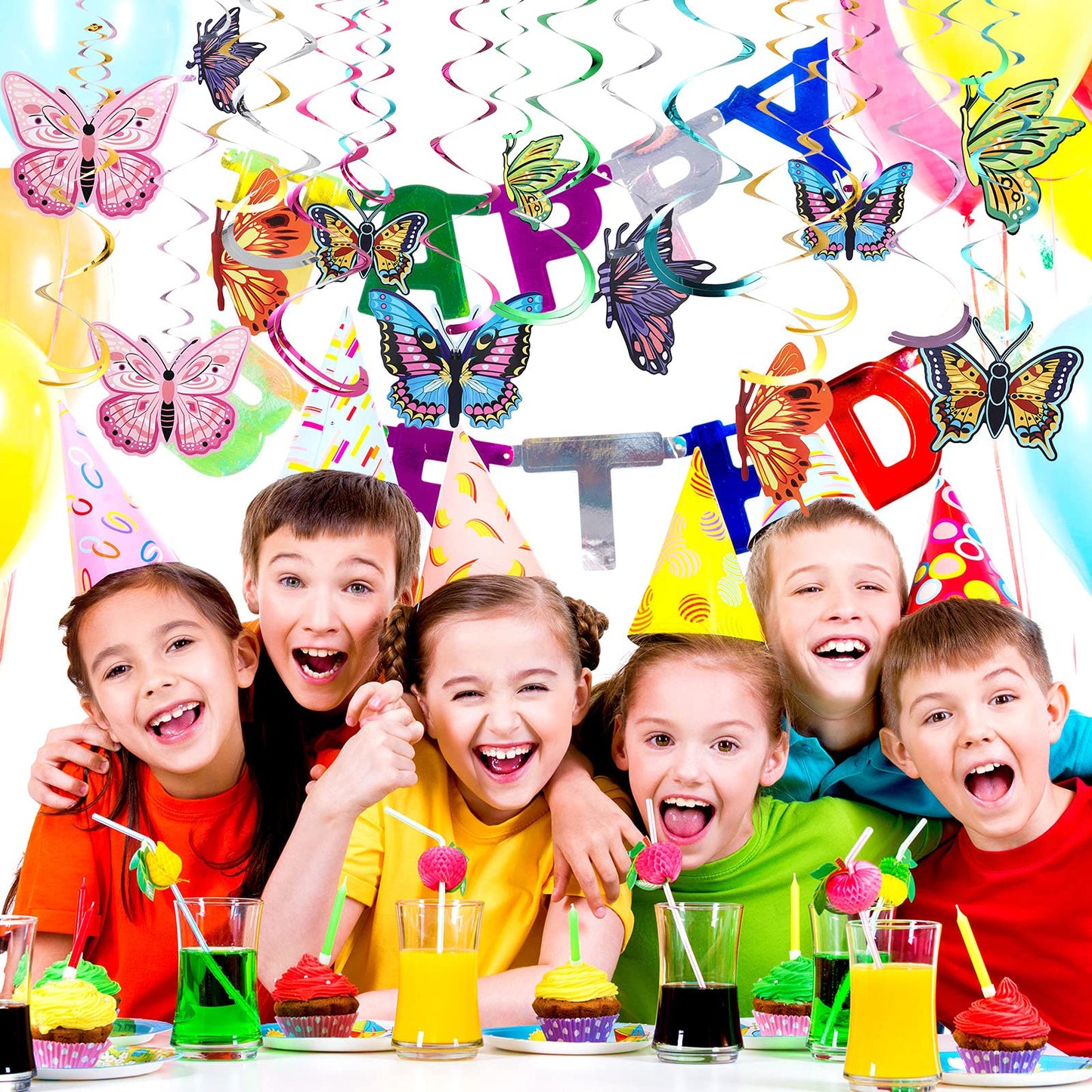 36 Pieces Butterfly Hanging Swirl Decoration Summer Spring Party Streamer Butterfly Ceiling Swirl for Home Baby Shower Birthday Wedding Garden Tea Party