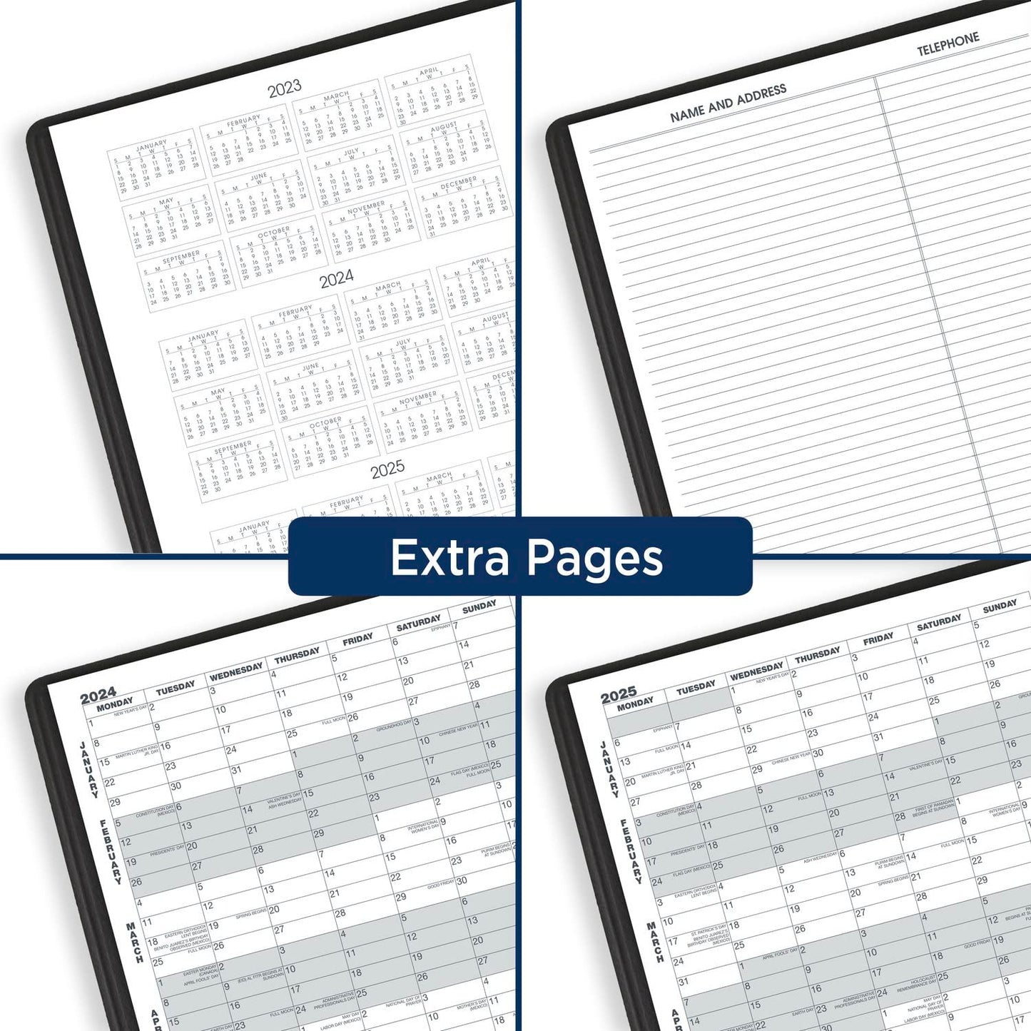 AT-A-GLANCE 2024 Monthly Planner, 9" x 11", Large, 15 Months, Black (702600524)