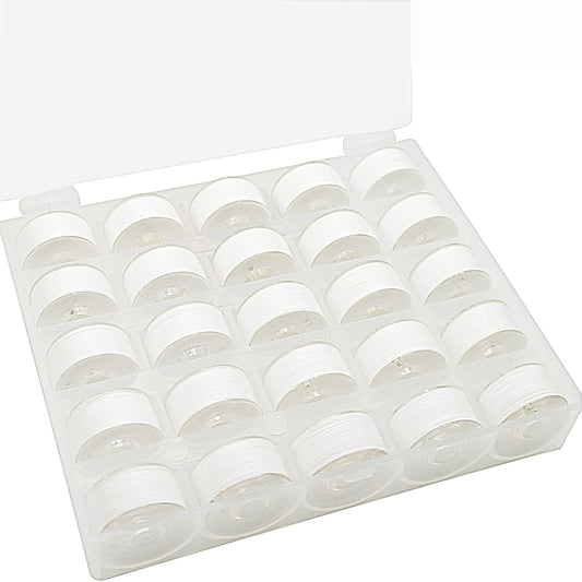 New brothread 25pcs White 60S/2 (90WT) Prewound Bobbin Thread Plastic Size A SA156 for Embroidery and Sewing Machines DIY Embroidery Thread Sewing Thread Cottonized Soft Feel Polyester Thread
