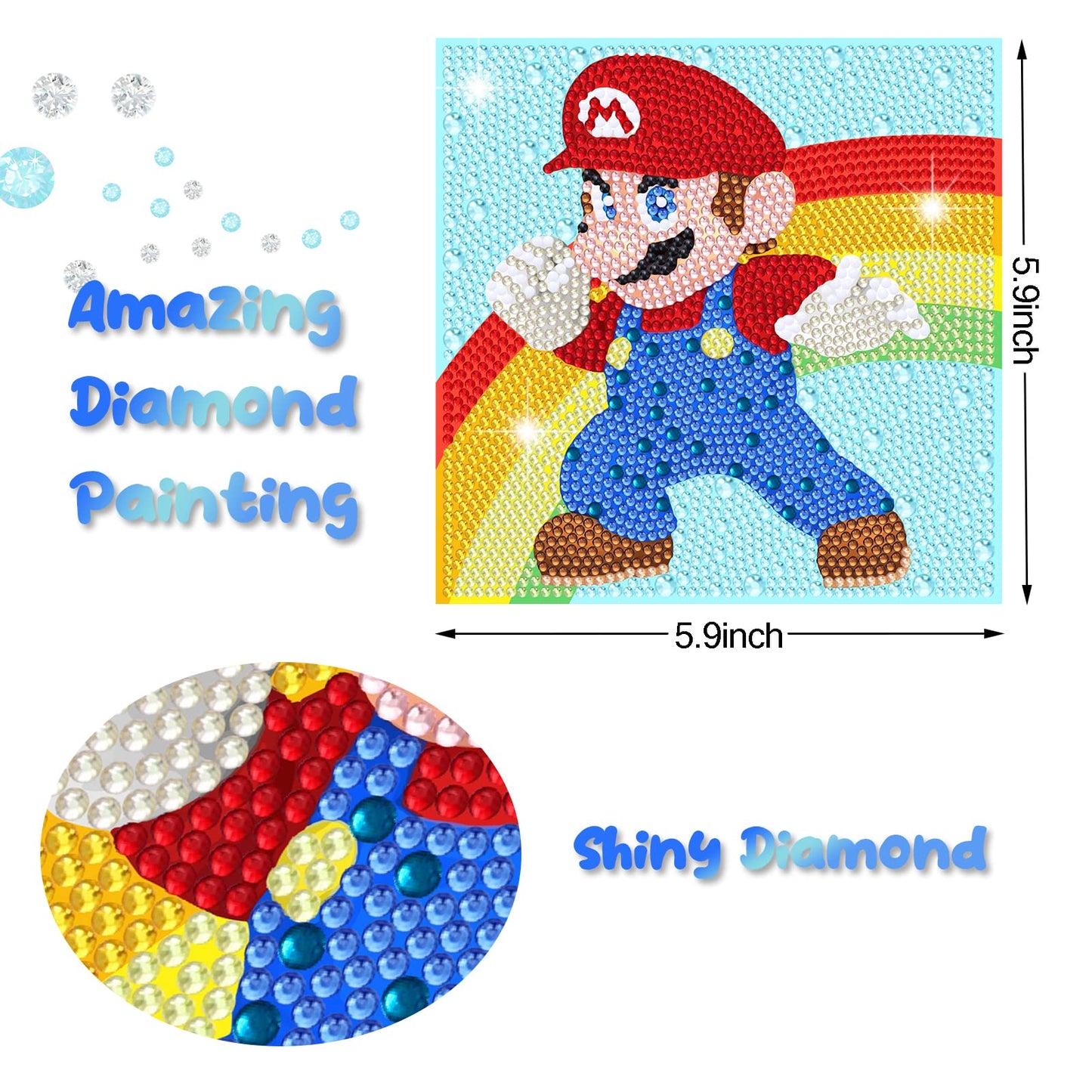 Diamond Painting Kits for Kids - 4 Pack Diamond Art for Kids - 5D Diamond Gem Art by Number Dotz Full Drill Dots - Arts and Crafts for Kids Ages 6 8 10 12 Year Old Girls Boys Birthday Christmas Gifts
