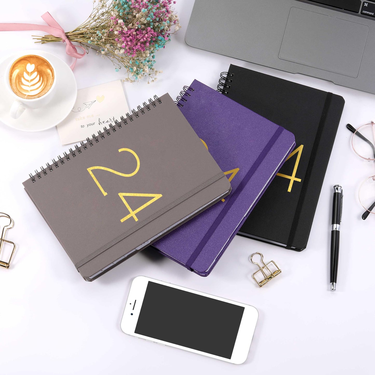 2024 Planner - Weekly Monthly Planner 2024 from January 2024 to December 2024, 6.45" x 8.45", Flexible Cover with Twin-Wire Binding, Tabs