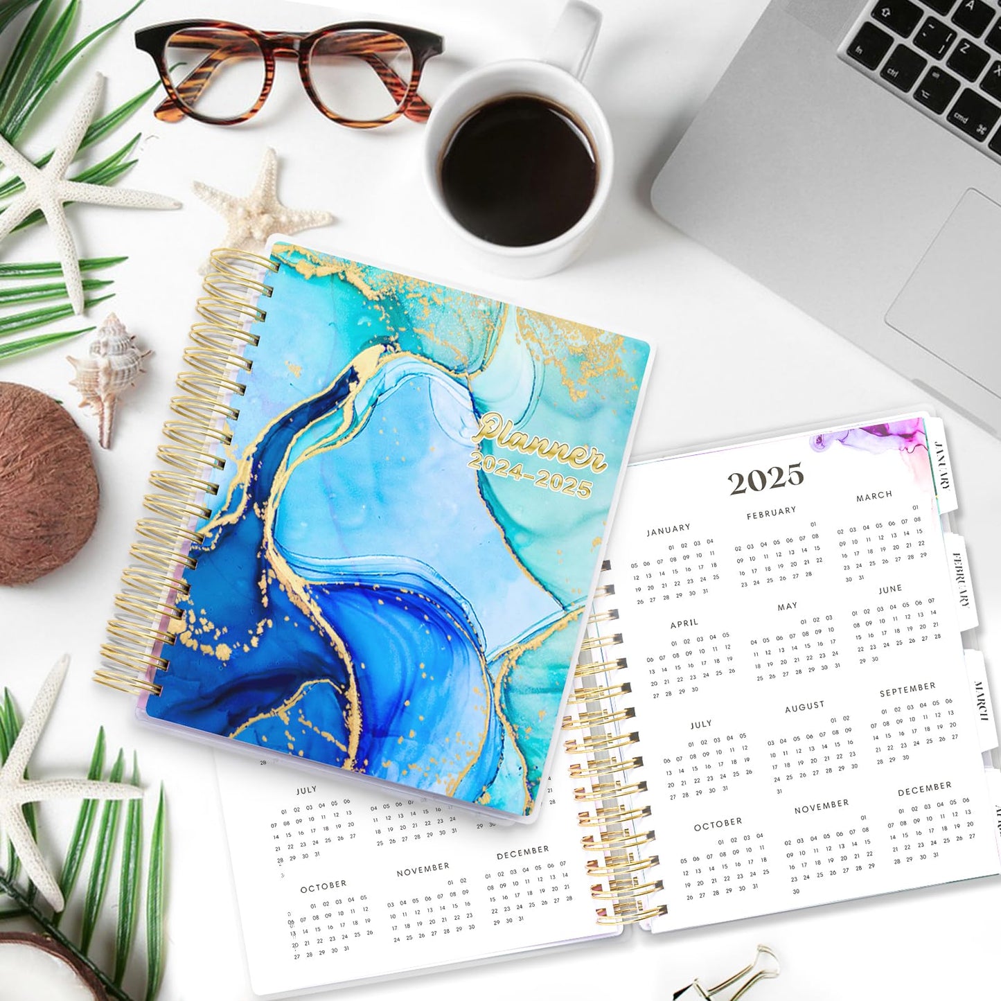 Montcool Planner 2024-2025 7.9" x 9.8", Large 18 Months Daily Weekly Monthly Planner Yearly Agenda Jan. 2024–Jun. 2025, Page Tabs, Separator Page, Pocket Folder, Bookmark, Sticky Note Set