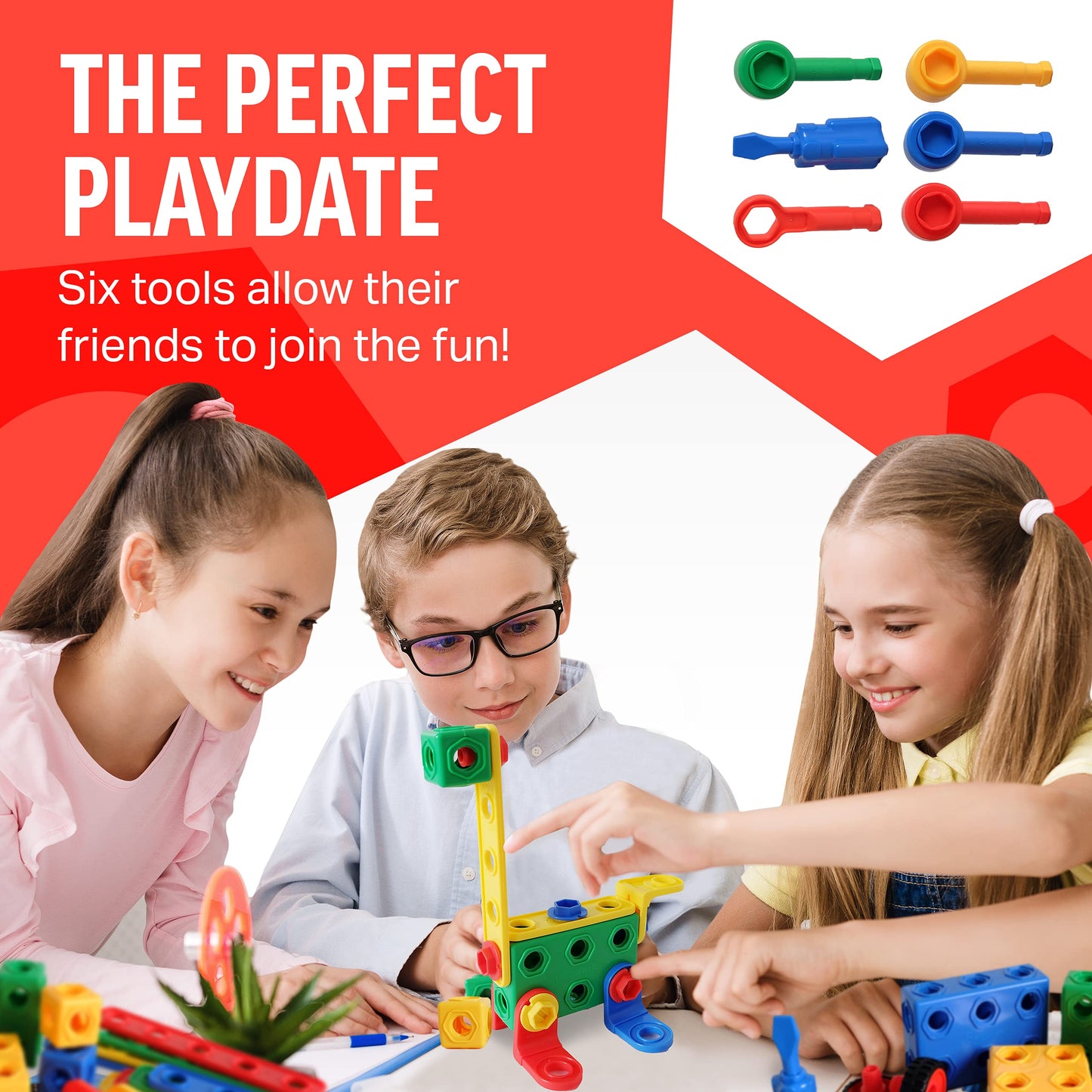 Brickyard Building Blocks STEM Toys - Educational Building Toys for Kids Ages 4-8 with 163 Pieces, Tools, Design Guide and Toy Storage Box, Gift for Boys & Girls