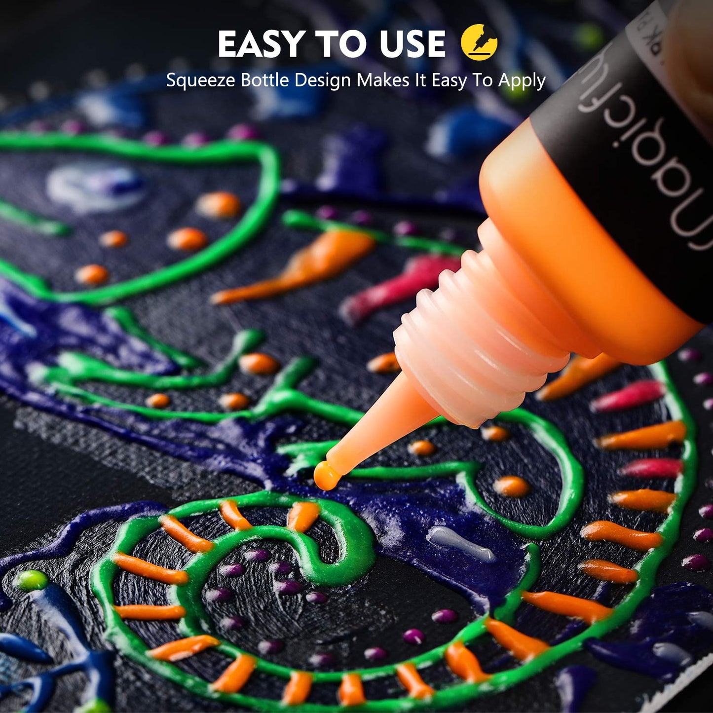 Magicfly Acrylic Glow in The Dark Paint, 10 Bright Colours Liquid Luminous Paint, Neon Paints Glow in Dark for Painting, Halloween Decoration, DIY Crafts, 20 ml Each