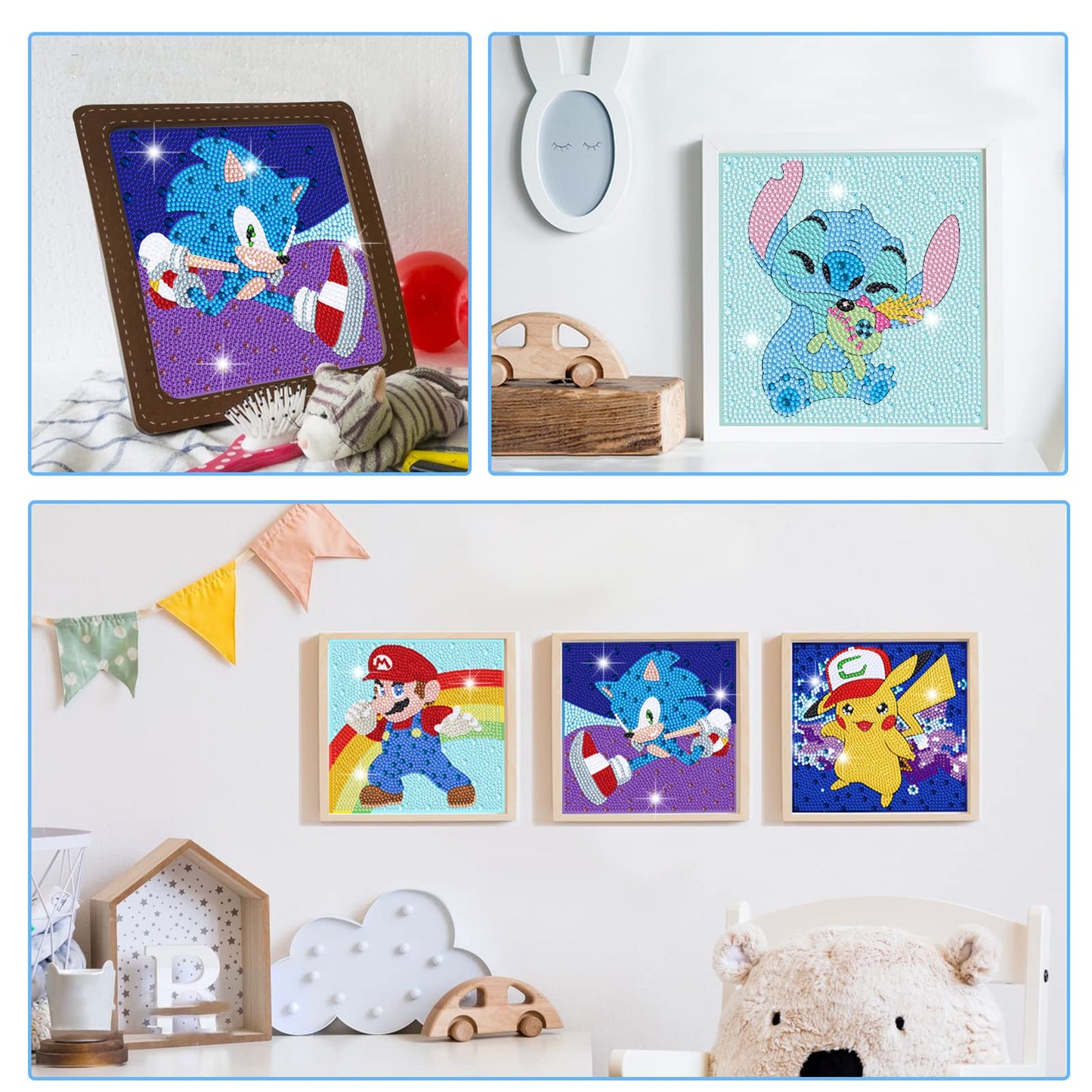 Diamond Painting Kits for Kids - 4 Pack Diamond Art for Kids - 5D Diamond Gem Art by Number Dotz Full Drill Dots - Arts and Crafts for Kids Ages 6 8 10 12 Year Old Girls Boys Birthday Christmas Gifts