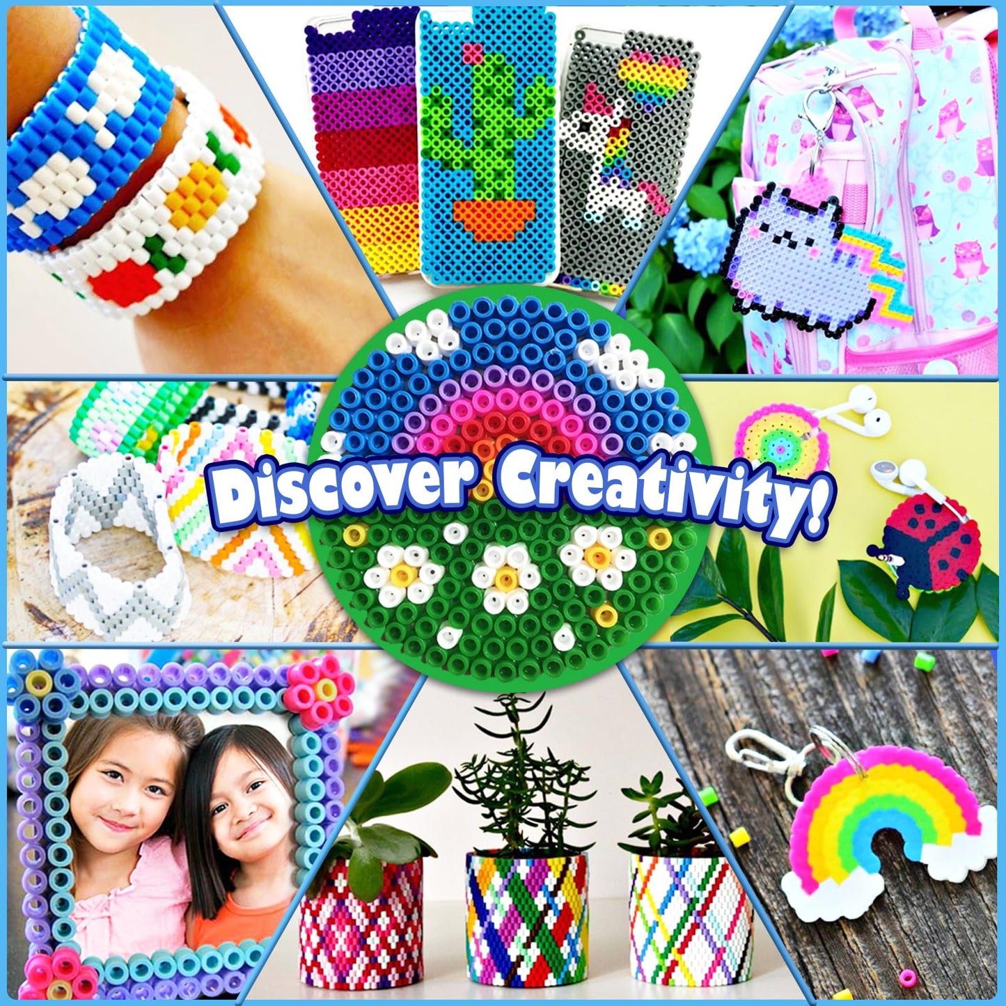 FUNZBO 5200 5mm Fuse Beads Kit - 24 Colors | 45 Patterns, Toys, Kids Crafts for Girls Ages 8-12, Arts and Crafts for Kids Ages 6-8, Gifts for Girls Boys Kids Age 5 6 7 8 9 10 11 12 Year Old