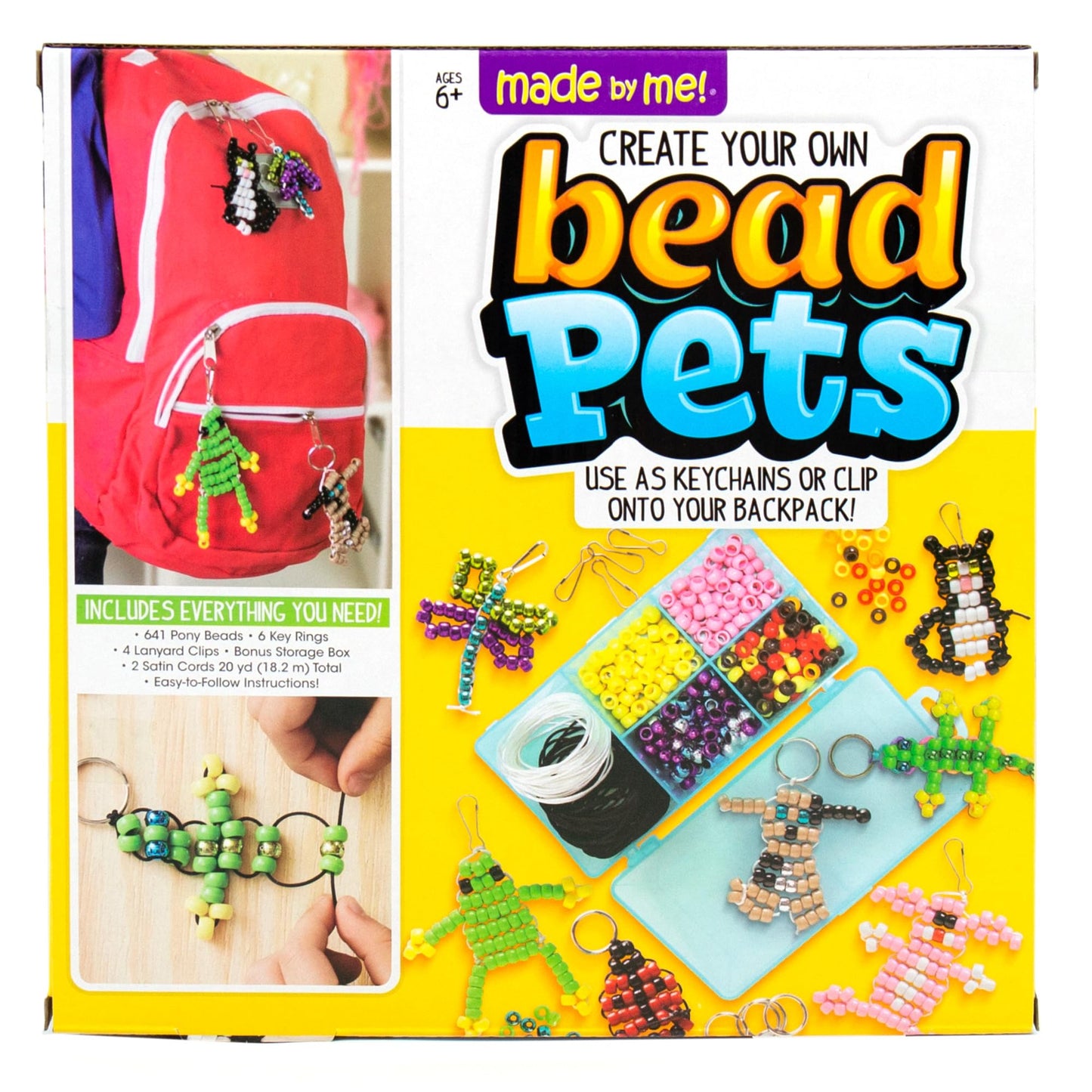 Made By Me Create Your Own Bead Pets by Horizon Group Usa, Includes Over 600 Pony Beads, 6 Key Rings, Storage Box & Much More