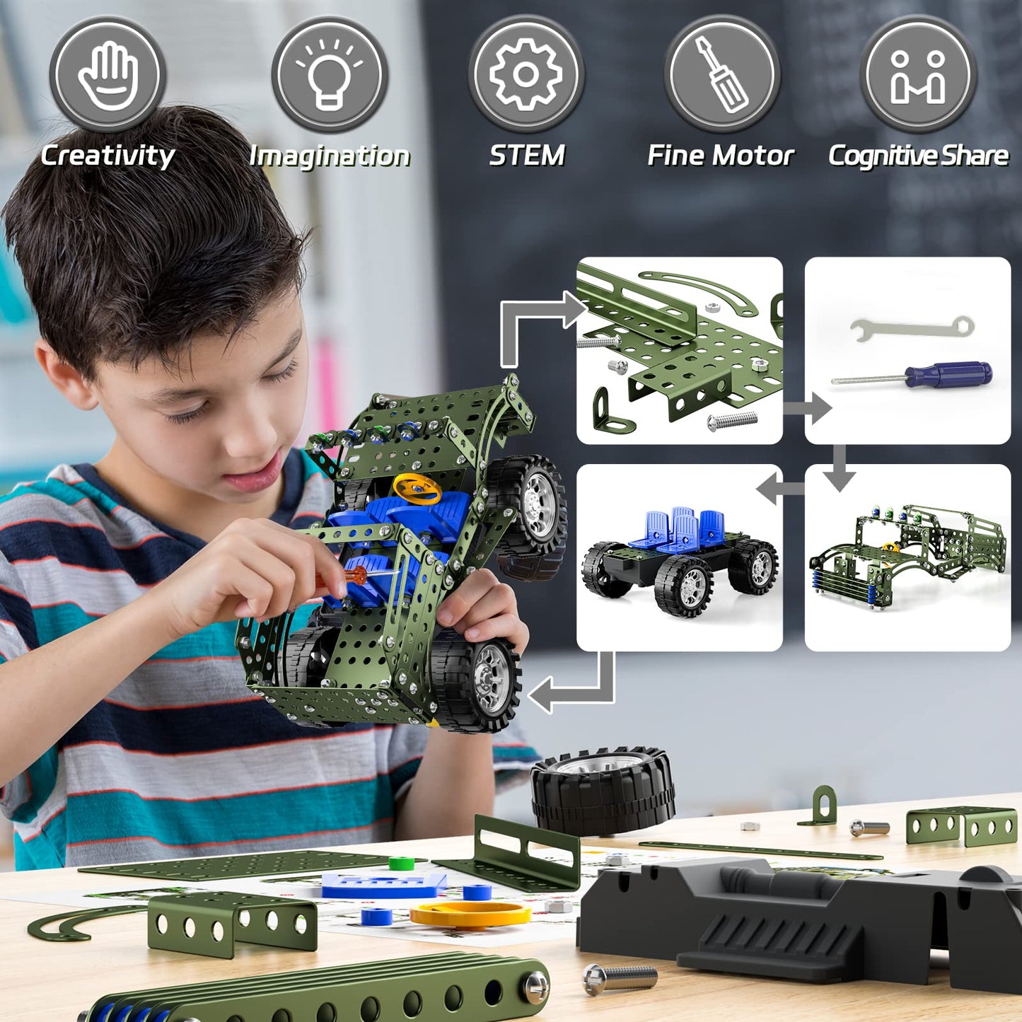 Lucky Doug 283-Piece STEM Model Truck Building Set - Engineering Toys for Kids Ages 8-12, Model Car Kits Gift for Boys 8-16 Years Old