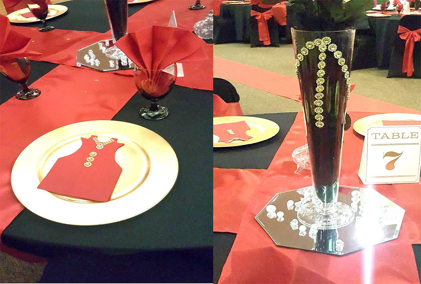 YYaaloa Crafts Faux Diamond Bling Wrap 4" x 10 Yards 6 Rows Gold Flower Pattern Faux Rhinestone Crystal Mesh Ribbon Roll for Wedding, Party, Centerpiece, Cake, Vase Sparkling Decoration (Gold)