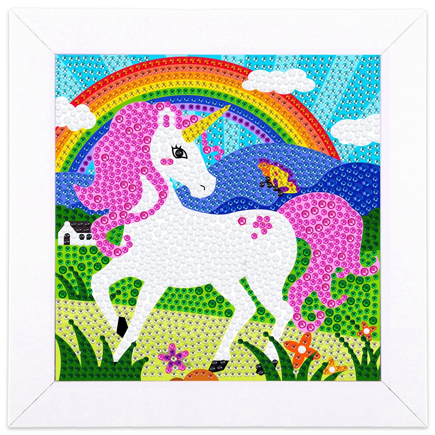 Labeol 5D Diamond Painting Kit for Kids with Wooden Frame Art and Crafts for Kids Ages 6-8 - 10-12 Full Drill Painting by Number Kits Home Wall Decoration 6X6 inch (Pink)