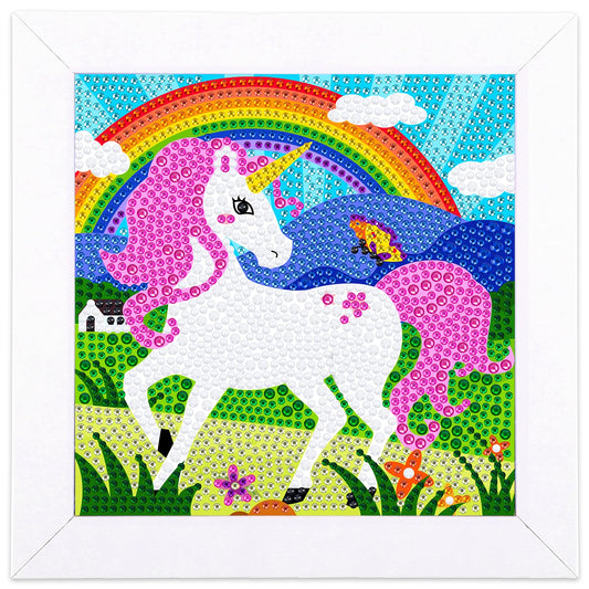 Labeol 5D Diamond Painting Kit for Kids with Wooden Frame Art and Crafts for Kids Ages 6-8 - 10-12 Full Drill Painting by Number Kits Home Wall Decoration 6X6 inch (Pink)