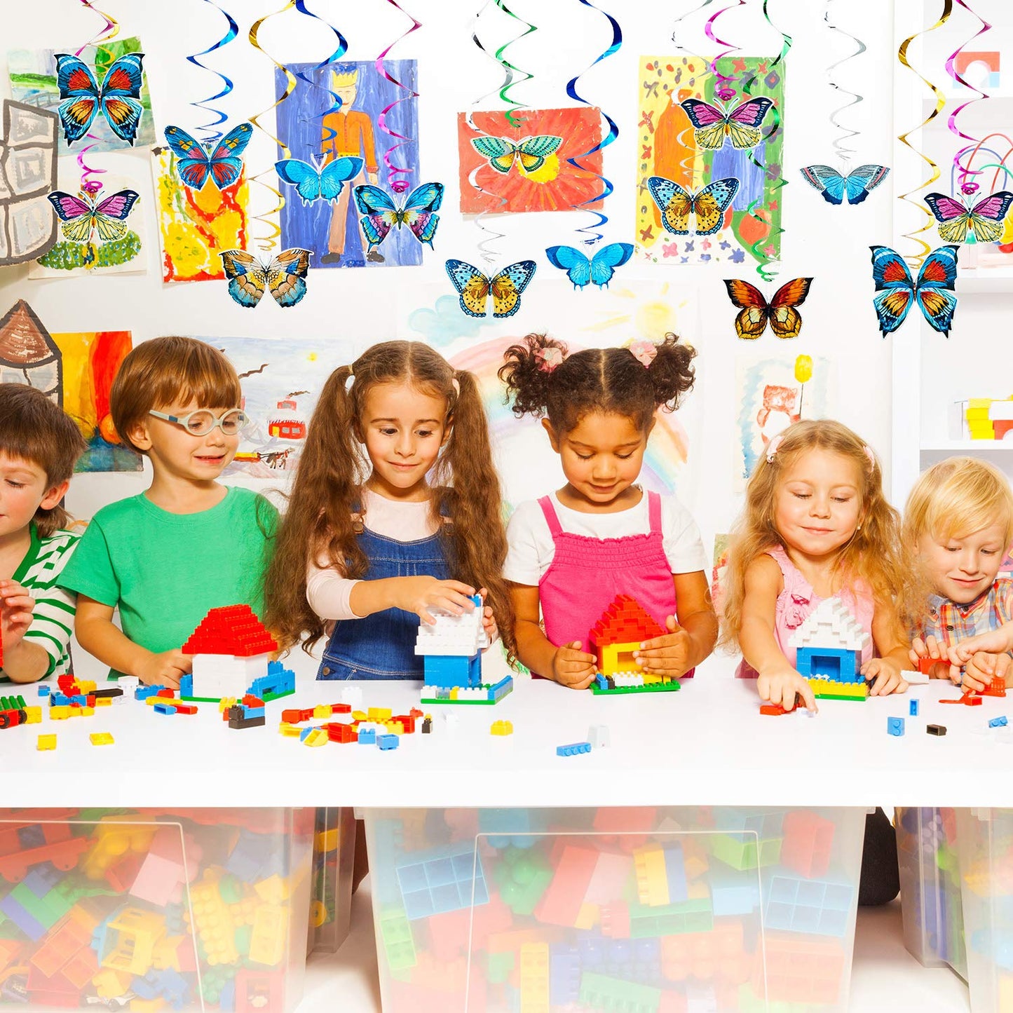 WILLBOND 40 Pieces Butterfly Spring Hanging Swirl Summer Spring Party Hanging for Home Classroom Baby Shower Birthday Wedding Garden Themed Tea Party Decoration Supplies