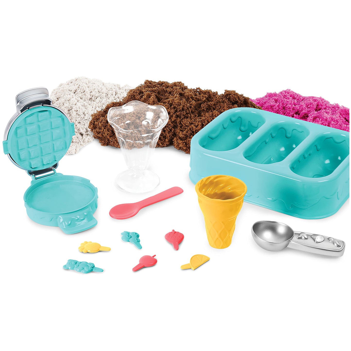 Kinetic Sand Scents, Ice Cream Treats Playset with 3 Colors of All-Natural Scented Play Sand & 6 Serving Tools, Sensory Toys, Christmas Gifts for Kids