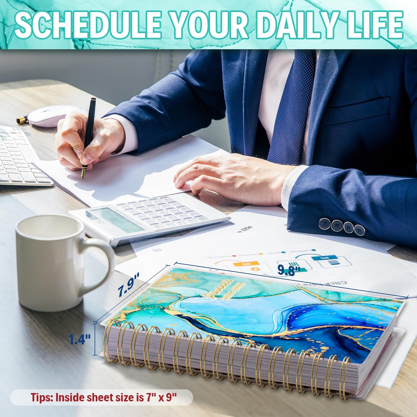 Montcool Planner 2024-2025 7.9" x 9.8", Large 18 Months Daily Weekly Monthly Planner Yearly Agenda Jan. 2024–Jun. 2025, Page Tabs, Separator Page, Pocket Folder, Bookmark, Sticky Note Set